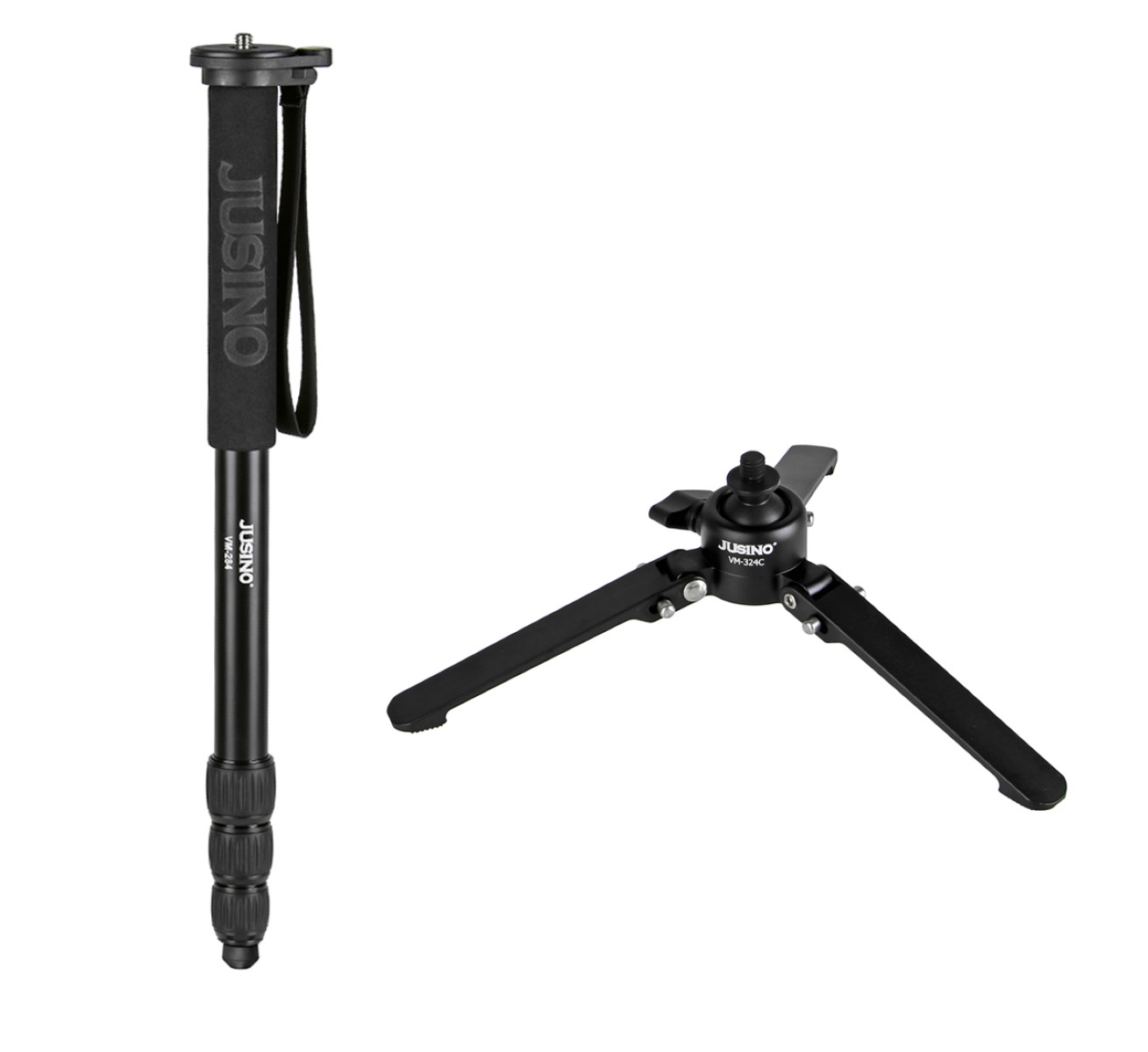 JUSINO Aluminium-Monopod mit abnehmbarem Fuß Tischstativ Schnelldrehverschlüsse bis 164cm 10kg VM-284 JUSINO Aluminium-Monopod mit abnehmbarem Fuß Tischstativ Schnelldrehverschlüsse bis 164cm 10kg VM-284