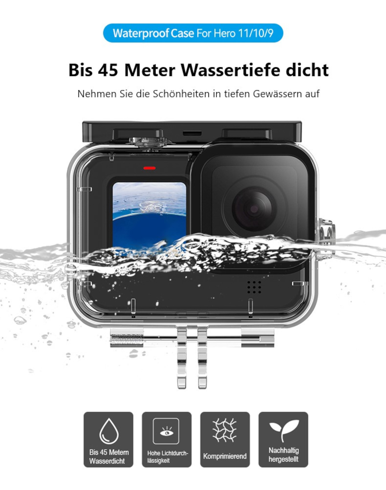 Wasserdichtes Case Schutzbox Für GoPro Hero 9, 10 & 11 Waterproof Case Schutzgehäuse Wasserdichtes Case Schutzbox Für GoPro Hero 9, 10 & 11 Waterproof Case Schutzgehäuse