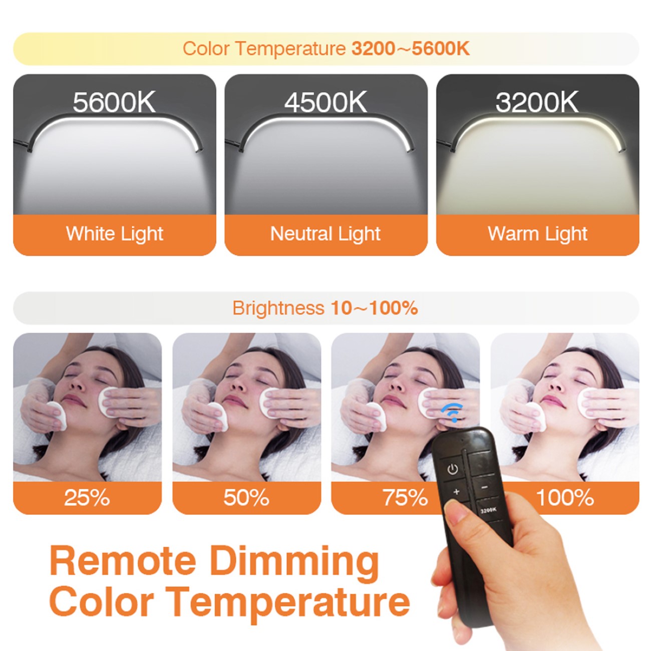 Dimmbare Halbmond Lampe Beauty Light einstellbare Farbtemperatur Telefonhalter Fernbedienung Dimmbare Halbmond Lampe Beauty Light einstellbare Farbtemperatur Telefonhalter Fernbedienung