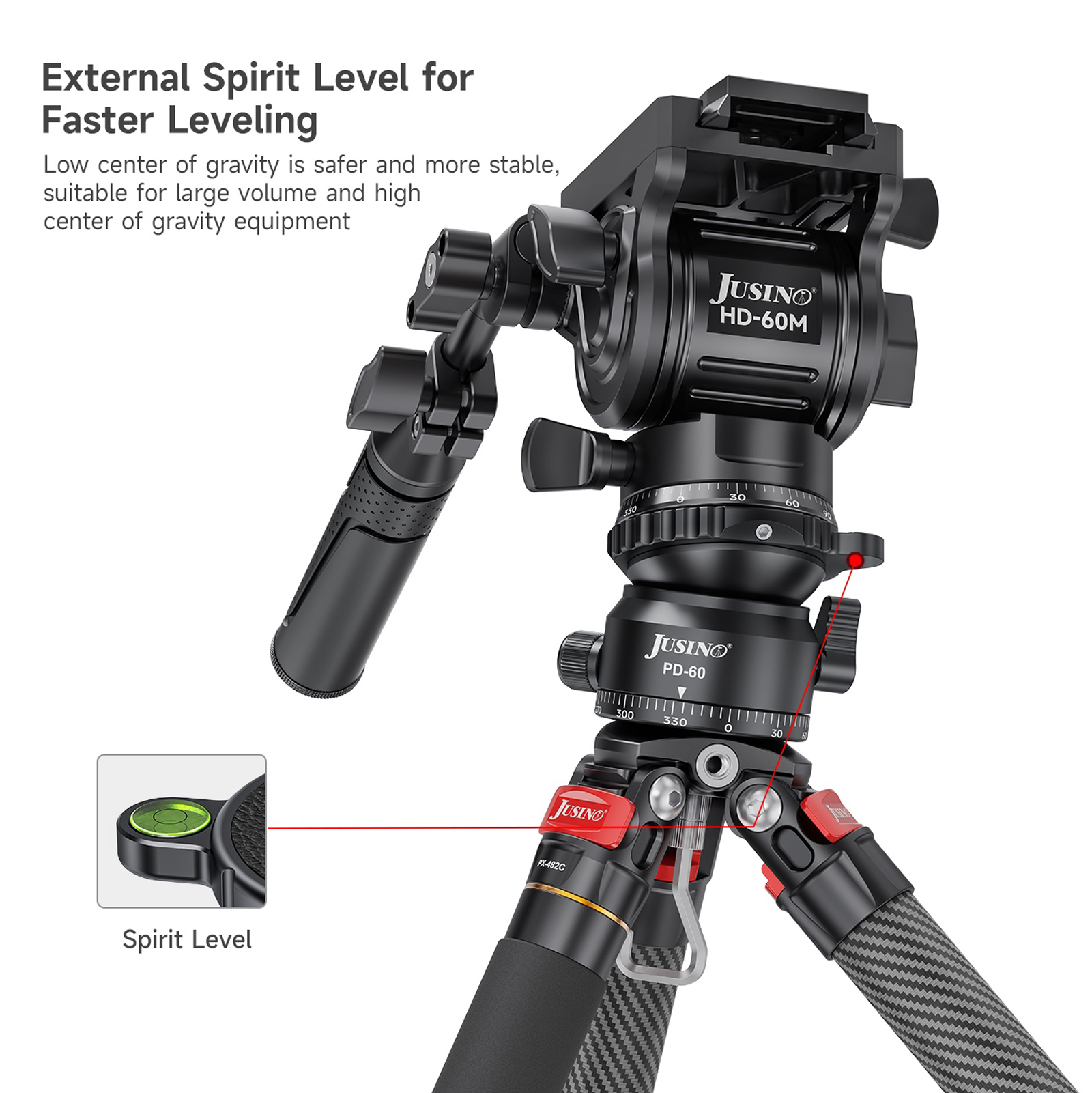 JUSINO Stativ-Nivellierbasis Neigekopf mit 360° Panorama-Funktion und ±15° Neigung PD-60 JUSINO Stativ-Nivellierbasis Neigekopf mit 360° Panorama-Funktion und ±15° Neigung PD-60