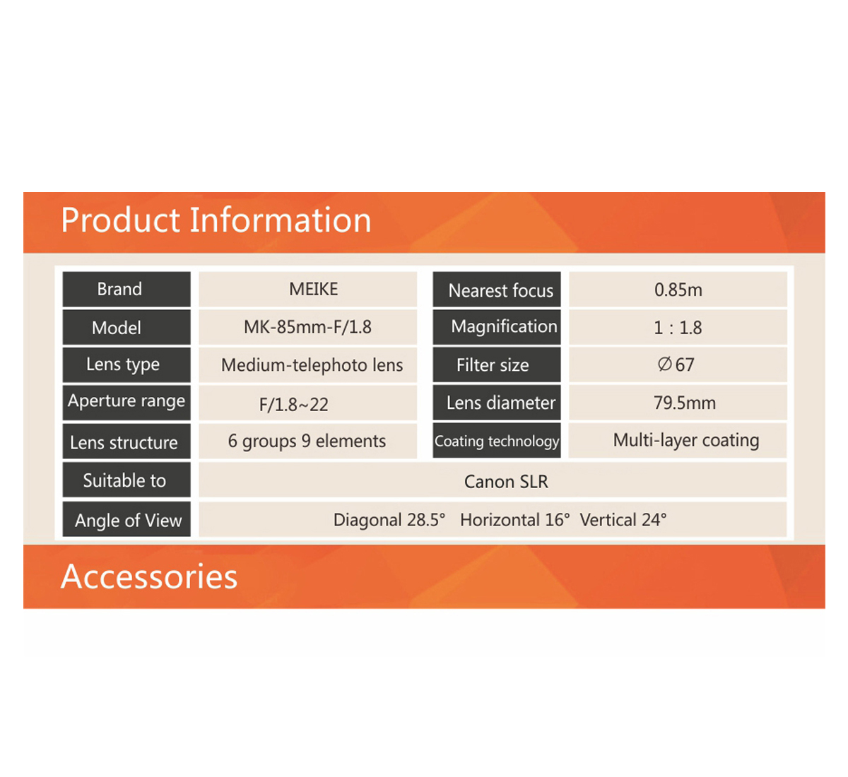 Meike Autofokus Objektiv 85mm, F/1.8 für Canon Vollformat-Kameras mit EF-Bajonett Meike Autofokus Objektiv 85mm, F/1.8 für Canon Vollformat-Kameras mit EF-Bajonett