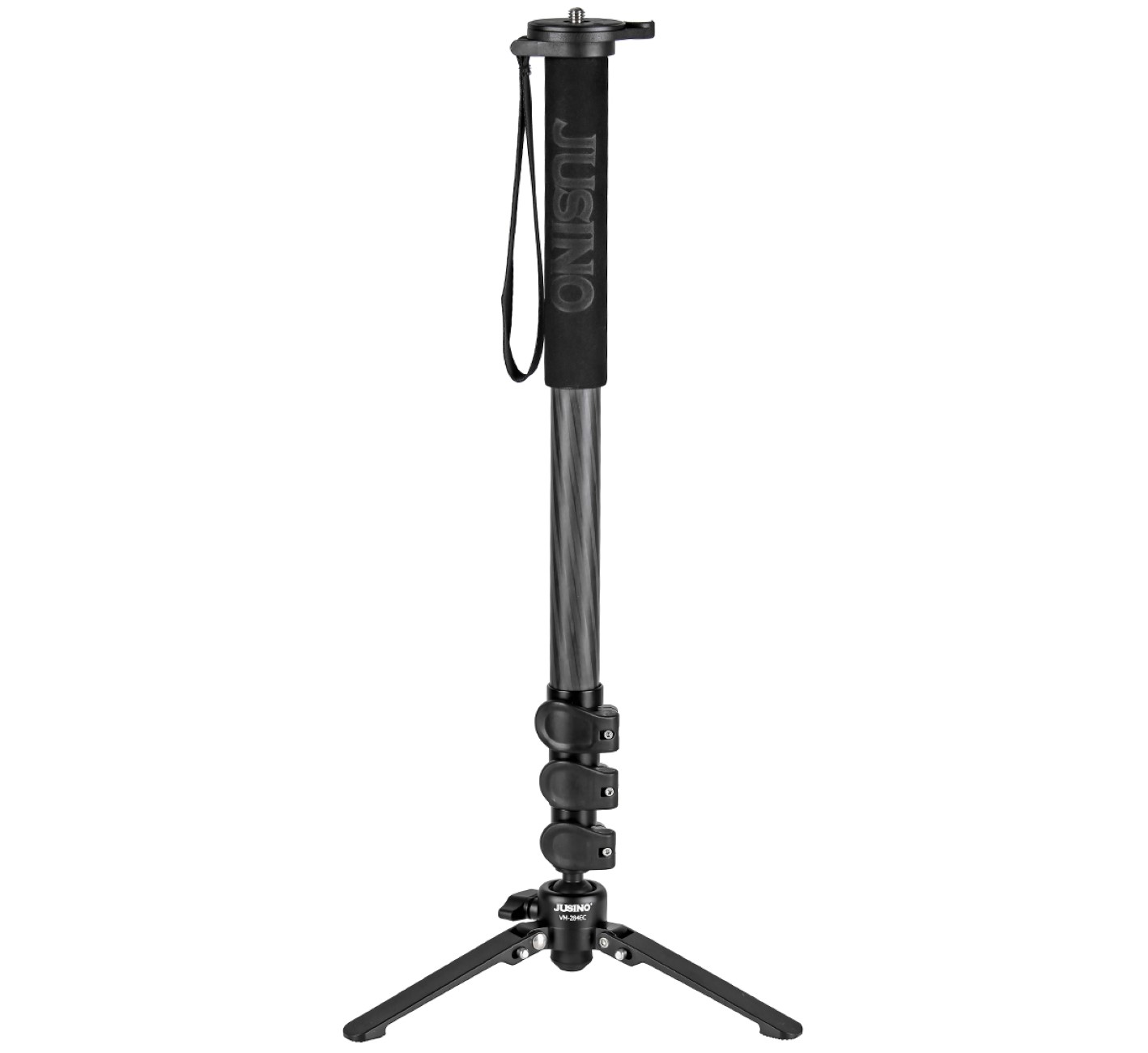 JUSINO Carbon Monopod mit abnehmbarem Fuß/Tischstativ Schnellspann-Clips bis 164cm/10kg VM-284EC JUSINO Carbon Monopod mit abnehmbarem Fuß/Tischstativ Schnellspann-Clips bis 164cm/10kg VM-284EC
