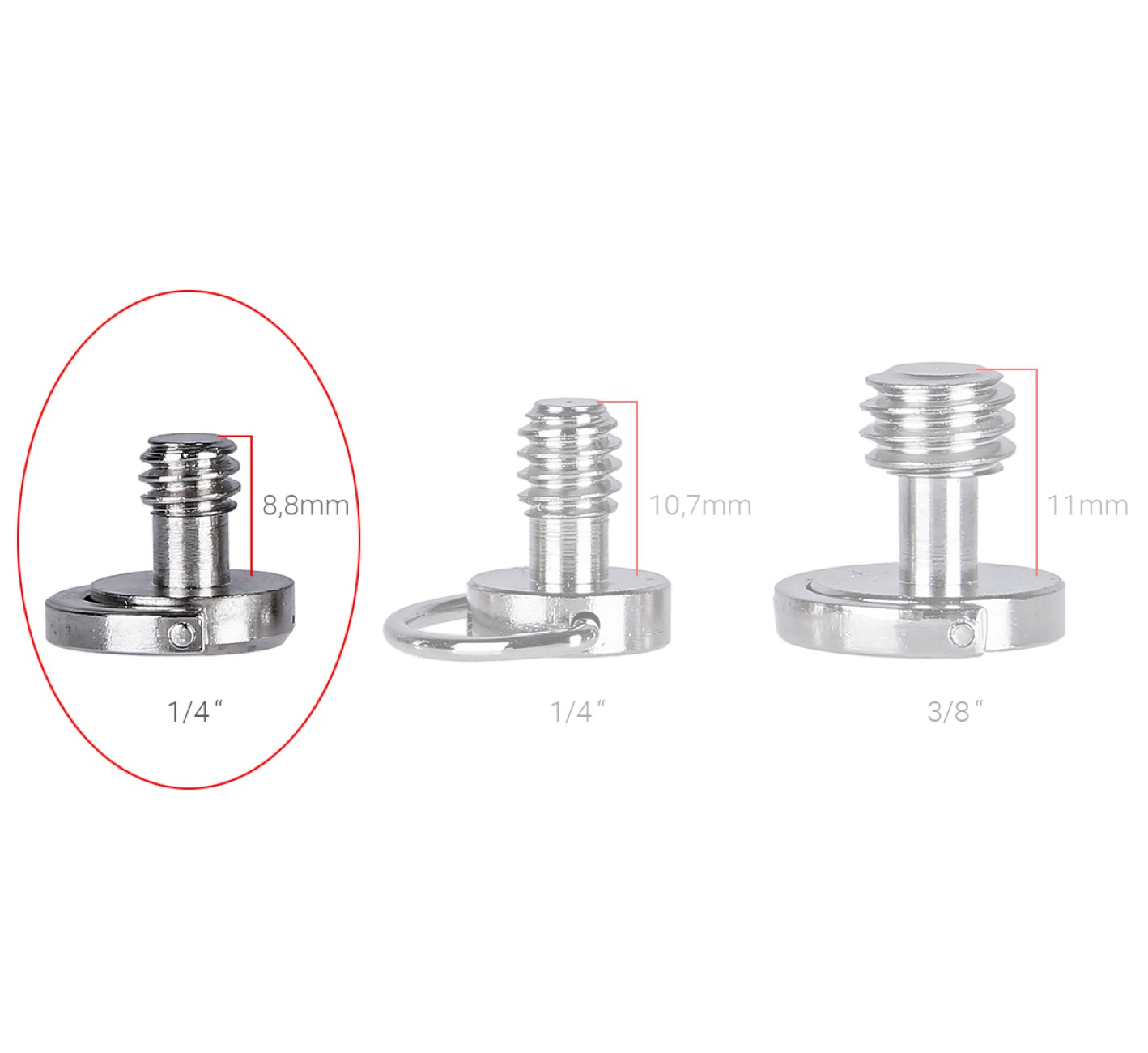 Klipschraube 1/4" Adapterschraube für Wechselplatte Kugelkopf Stativ