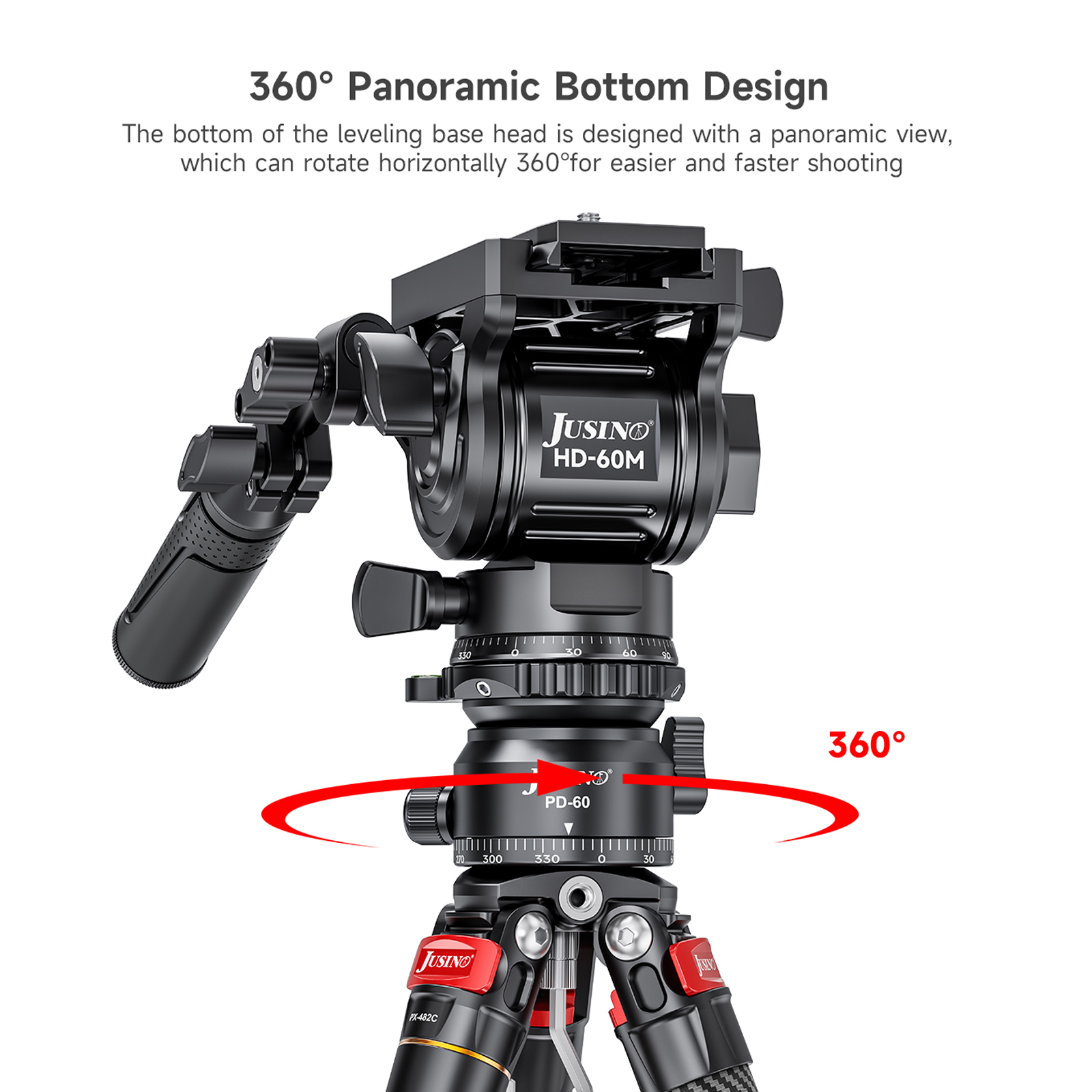 JUSINO Stativ-Nivellierbasis Neigekopf mit 360° Panorama-Funktion und ±15° Neigung PD-60 JUSINO Stativ-Nivellierbasis Neigekopf mit 360° Panorama-Funktion und ±15° Neigung PD-60