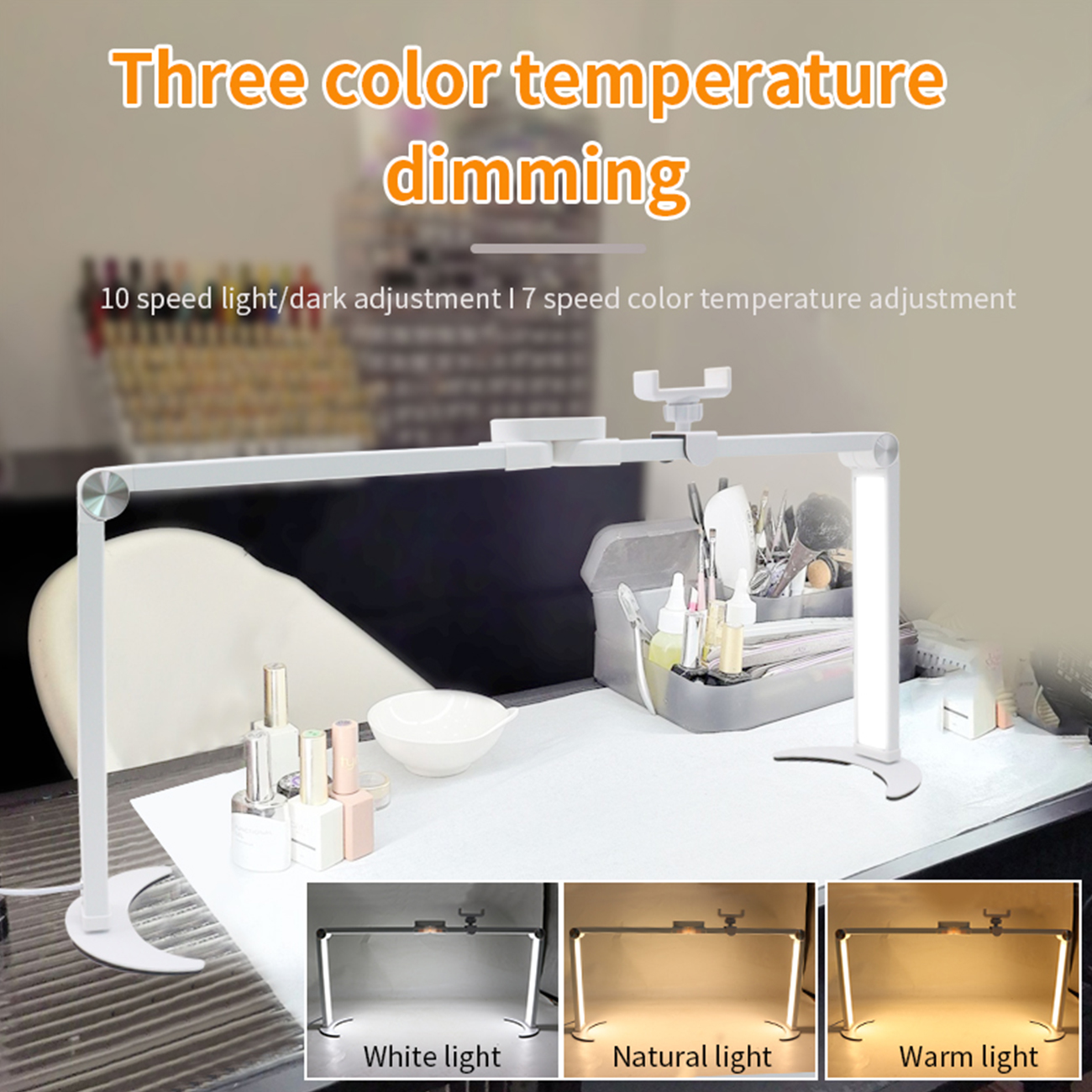 HD-M21X_13.jpg LED Beauty Light Faltbares 35W Fülllicht 3200K-5600K Telefonhalterung Perfekt für Nageldesign Make-up