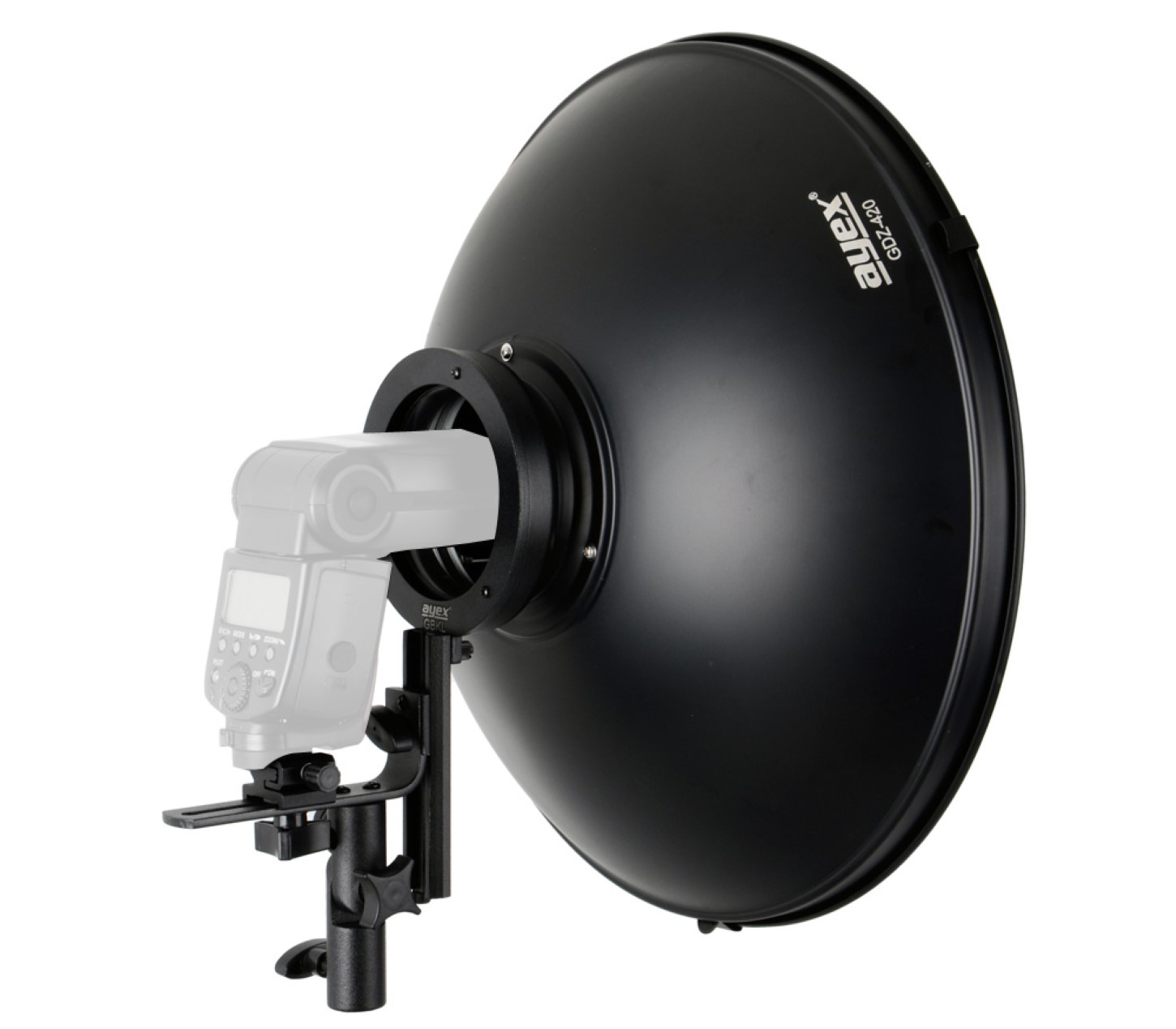 ayex Beauty Dish Lichtformer 42cm mit Systemblitz-Halter, inkl. Wabenvorsatz und Diffusor