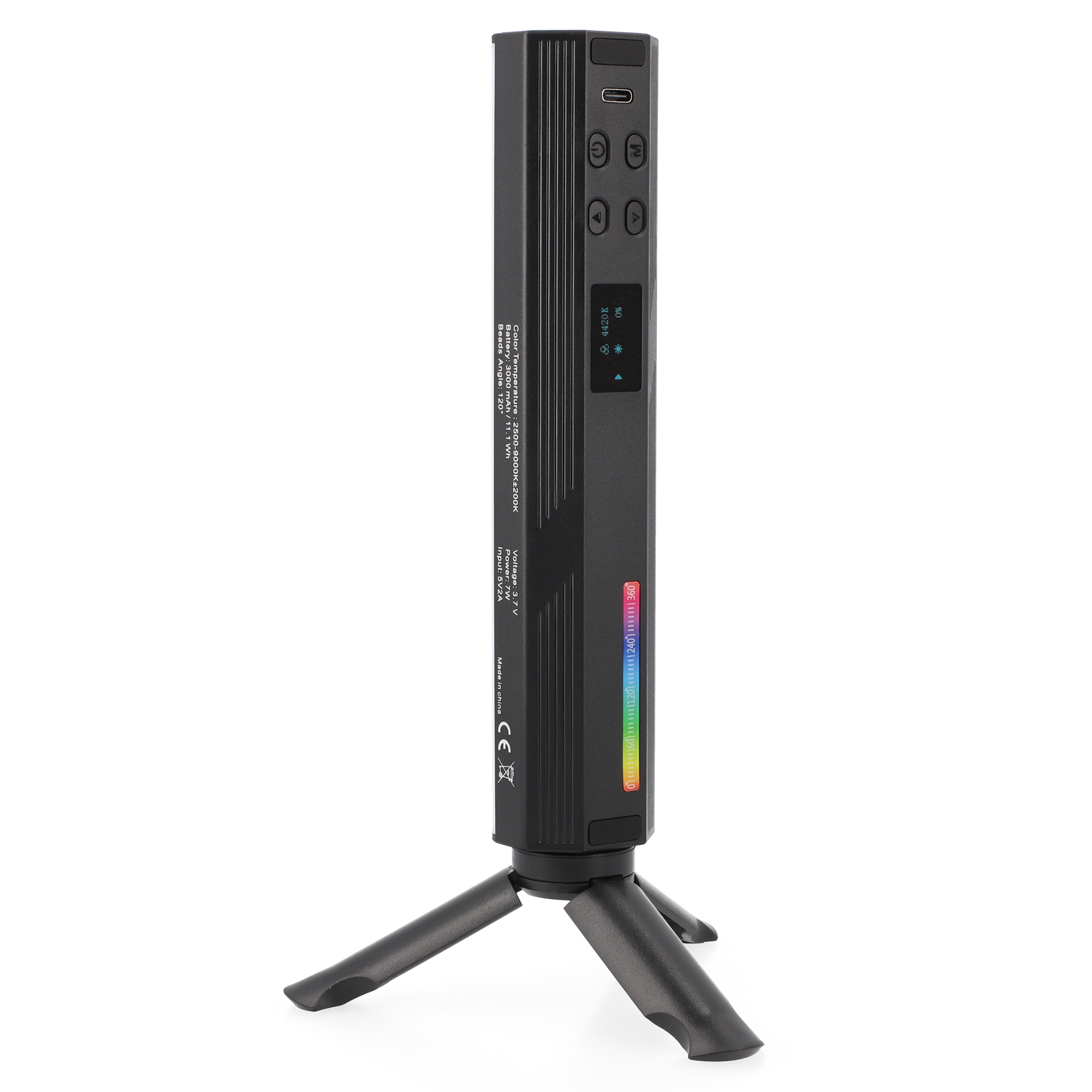 RGB LED Videolichtstab rundförmig mit 184 universellen Lichtperlen 3000mAh Akku ladbar über USB-C RGB LED Videolichtstab rundförmig mit 184 universellen Lichtperlen 3000mAh Akku ladbar über USB-C