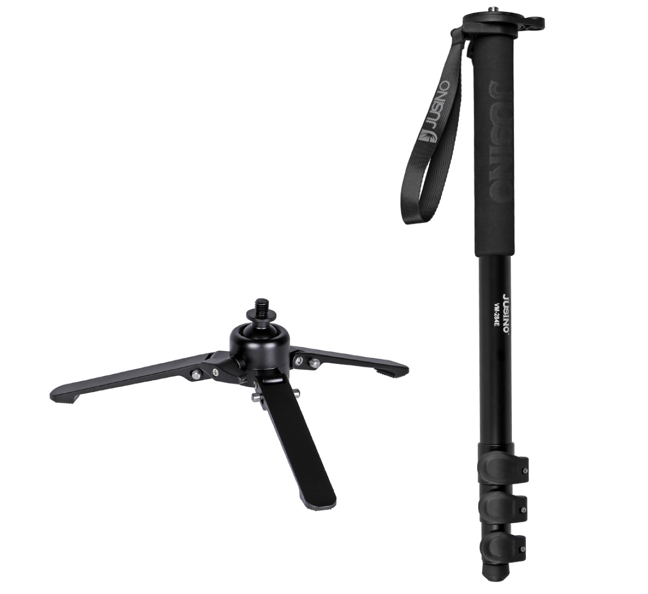 JUSINO Monopod mit abnehmbarem Fuß Tischstativ Schnellspann-Clips bis 164cm 10kg VM-284E JUSINO Monopod mit abnehmbarem Fuß Tischstativ Schnellspann-Clips bis 164cm 10kg VM-284E