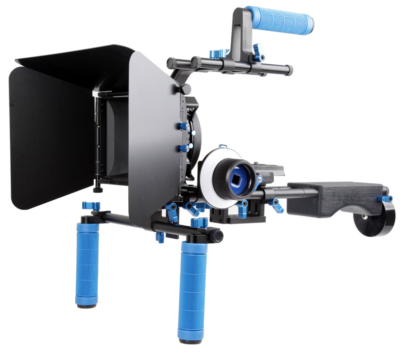 ayex Profi DSLR Rig-Komplett-Set - Rig DR4 + Follow Focus F1 + MatteBox M3 + Pro C-Arm mit Griff ayex Profi DSLR Rig-Komplett-Set - Rig DR4 + Follow Focus F1 + MatteBox M3 + Pro C-Arm mit Griff