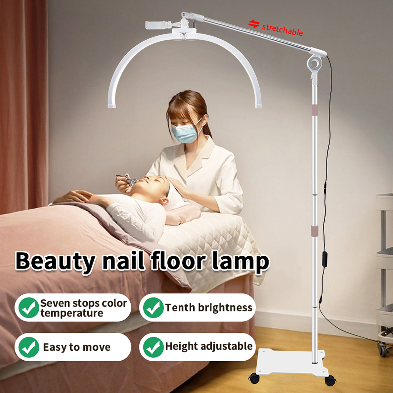 Beauty & Nagellampe zusammenklappbar vielseitig für professionelle Anwendungen 4 Räder Fernbedienung