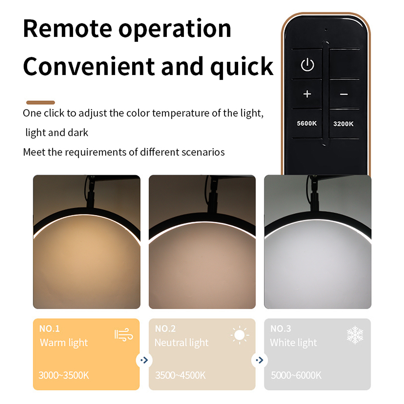 LED Halbmond Beauty Light Farbtemperatur 3000K-6000K Schwenkbar stabile Stand & Telefonhalterung