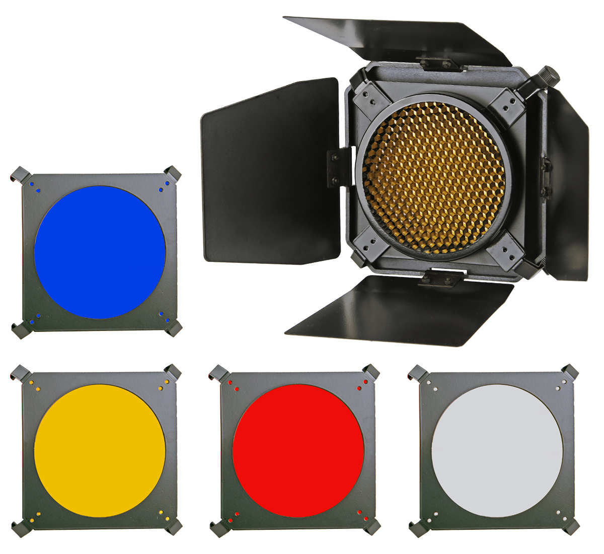 ayex Studio Abschirmklappen Set mit Wabenaufsatz und Farbfiltern ayex Studio Abschirmklappen Set mit Wabenaufsatz und Farbfiltern
