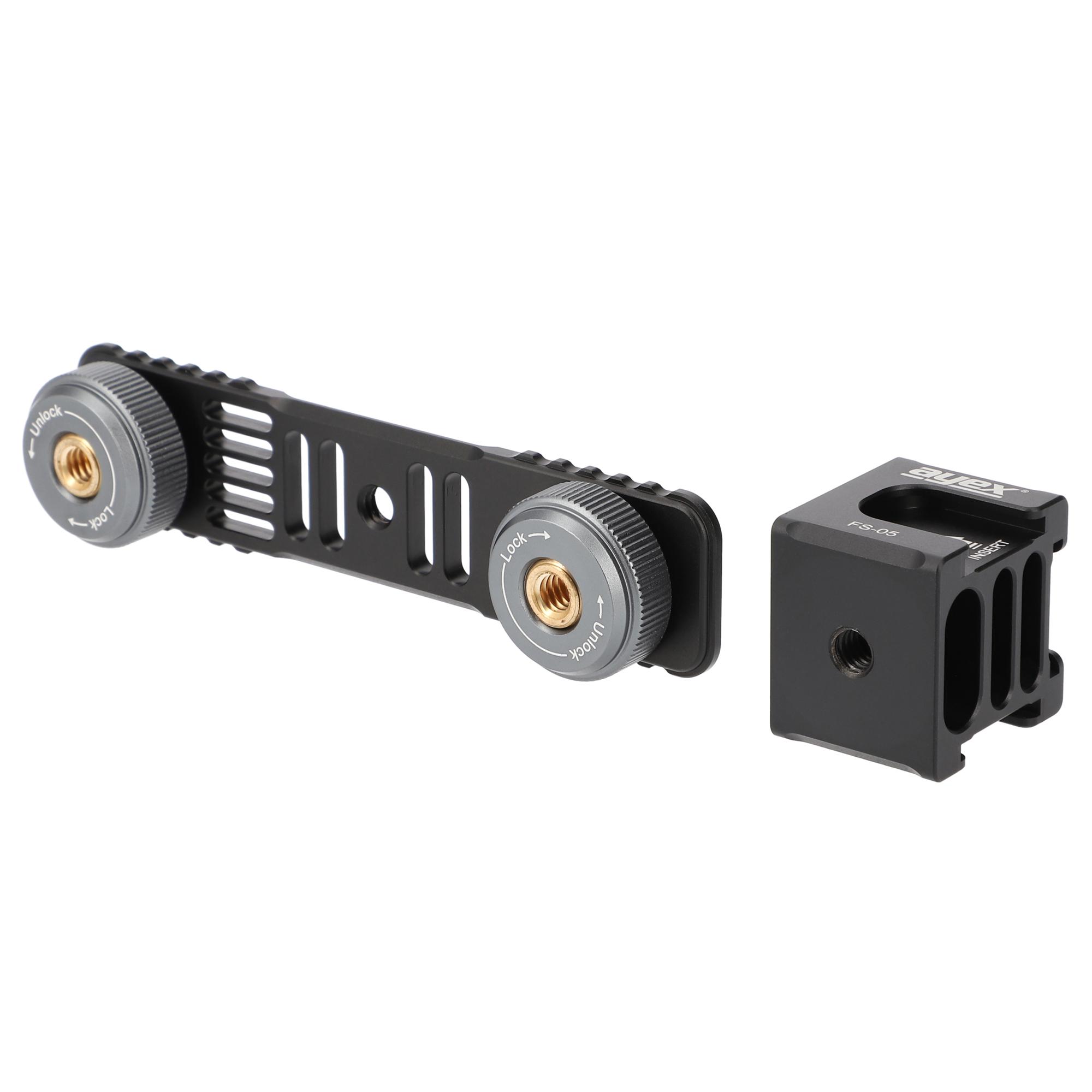 ayex Blitzschiene mit rotierbaren Vierkopf-Multifunktions Cold-Shoe-Adapter eingebaute Rücklaufsperre ayex Blitzschiene mit rotierbaren Vierkopf-Multifunktions Cold-Shoe-Adapter eingebaute Rücklaufsperre