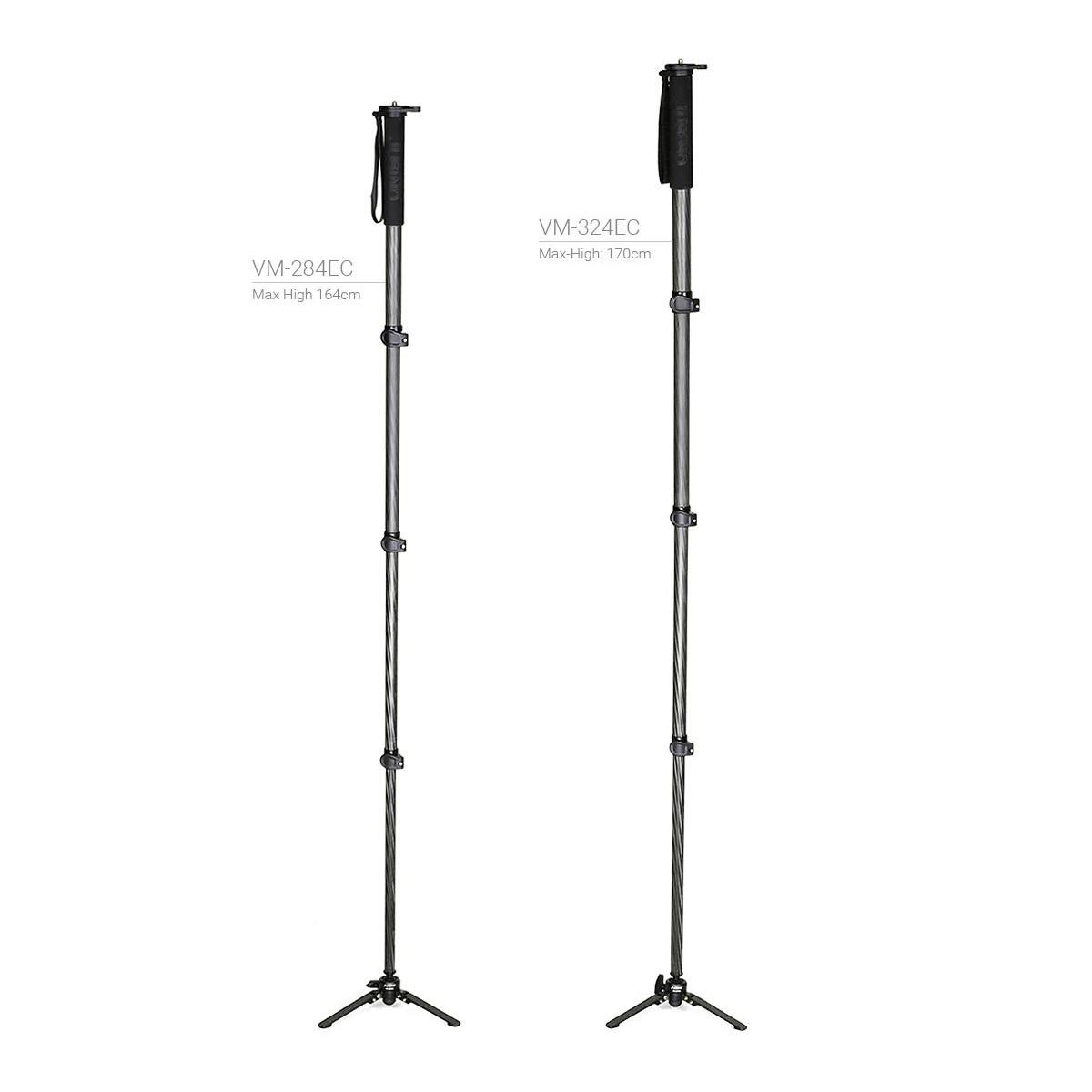 JUSINO Karbon Monopod mit abnehmbarem Fuß/Tischstativ Schnelldrehverschlüsse bis 153cm/6kg VM-254C JUSINO Karbon Monopod mit abnehmbarem Fuß/Tischstativ Schnelldrehverschlüsse bis 153cm/6kg VM-254C