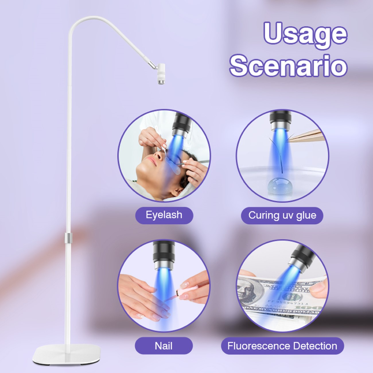 UV-Lash-Lampe Beauty Light 360° Touch-Dimmung 5 Lichtstufen Fußschalter Brille UV-Lash-Lampe Beauty Light 360° Touch-Dimmung 5 Lichtstufen Fußschalter Brille