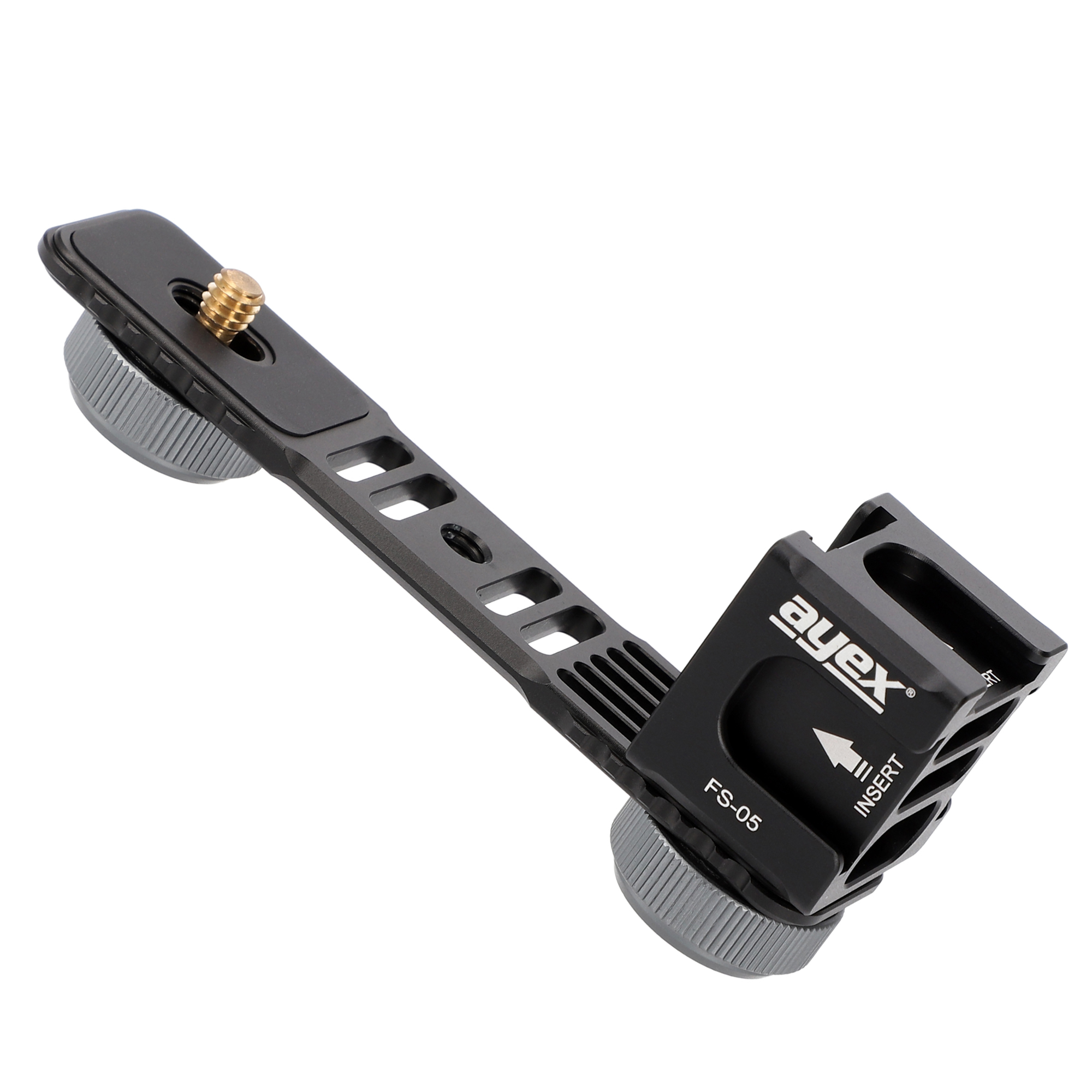 ayex Blitzschiene mit rotierbaren Vierkopf-Multifunktions Cold-Shoe-Adapter eingebaute Rücklaufsperre ayex Blitzschiene mit rotierbaren Vierkopf-Multifunktions Cold-Shoe-Adapter eingebaute Rücklaufsperre