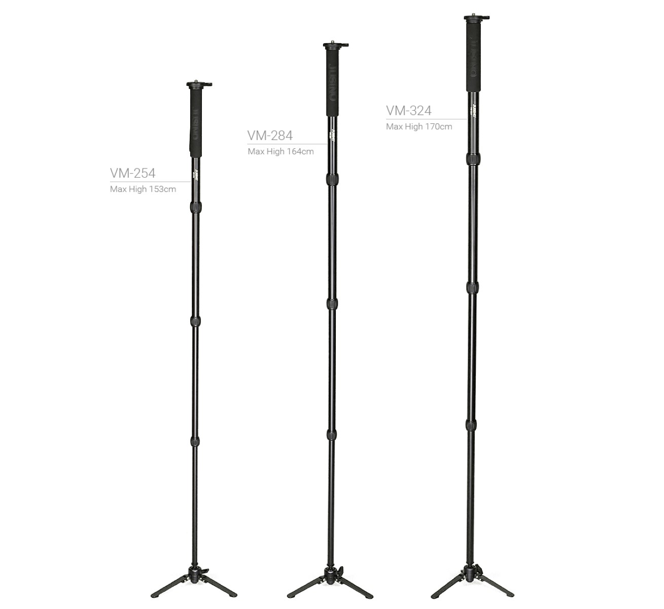 JUSINO Aluminium-Monopod mit abnehmbarem Fuß Tischstativ Schnelldrehverschlüsse bis 164cm 10kg VM-284 JUSINO Aluminium-Monopod mit abnehmbarem Fuß Tischstativ Schnelldrehverschlüsse bis 164cm 10kg VM-284