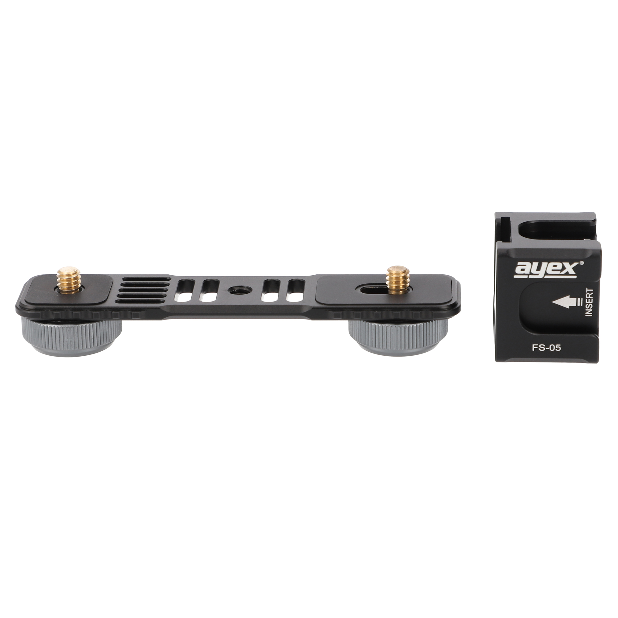 ayex Blitzschiene mit rotierbaren Vierkopf-Multifunktions Cold-Shoe-Adapter eingebaute Rücklaufsperre ayex Blitzschiene mit rotierbaren Vierkopf-Multifunktions Cold-Shoe-Adapter eingebaute Rücklaufsperre