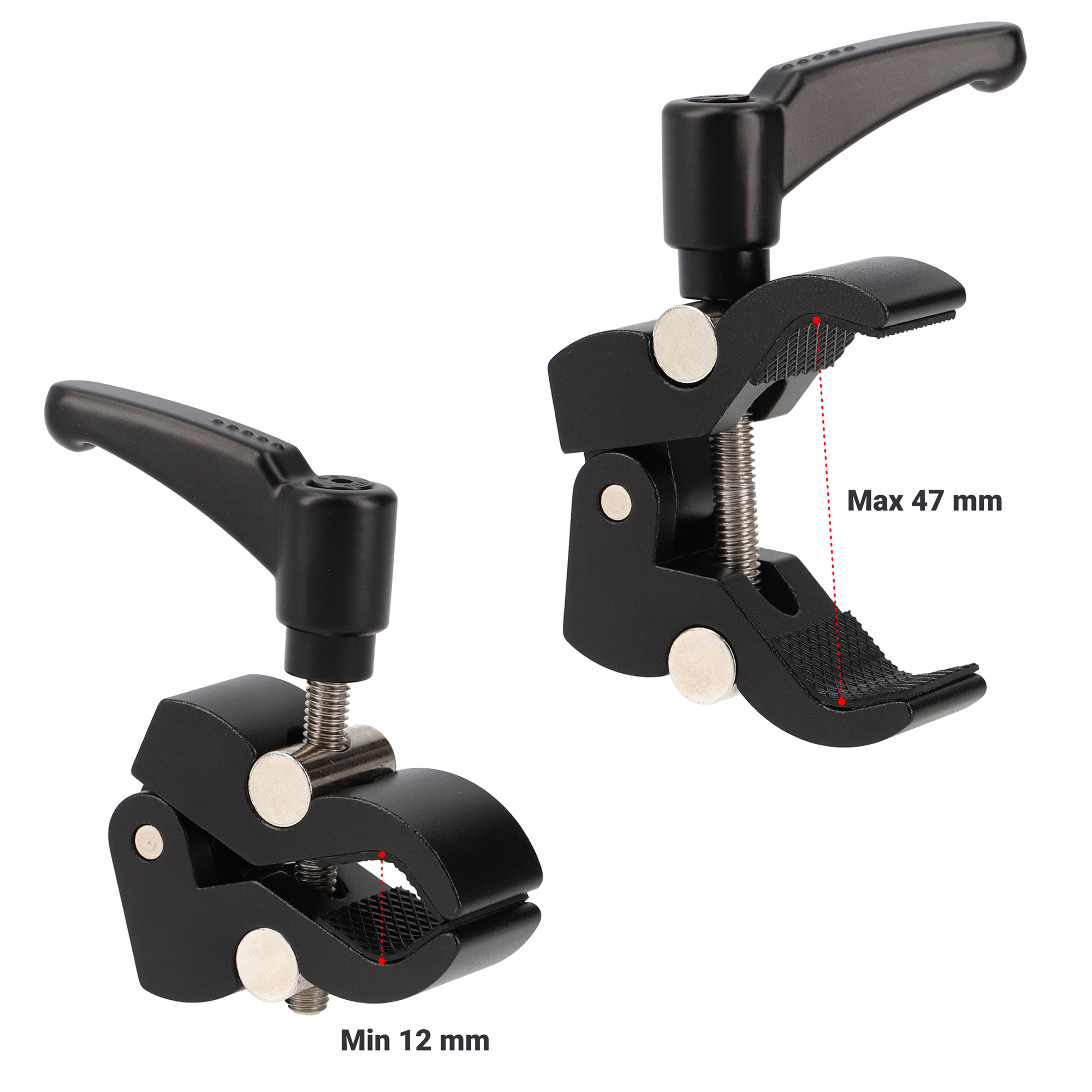 Super Clamp Multifunktionsklemme – Halterung für Rohre, Tische & Stative bis 47 mm Super Clamp Multifunktionsklemme – Halterung für Rohre, Tische & Stative bis 47 mm