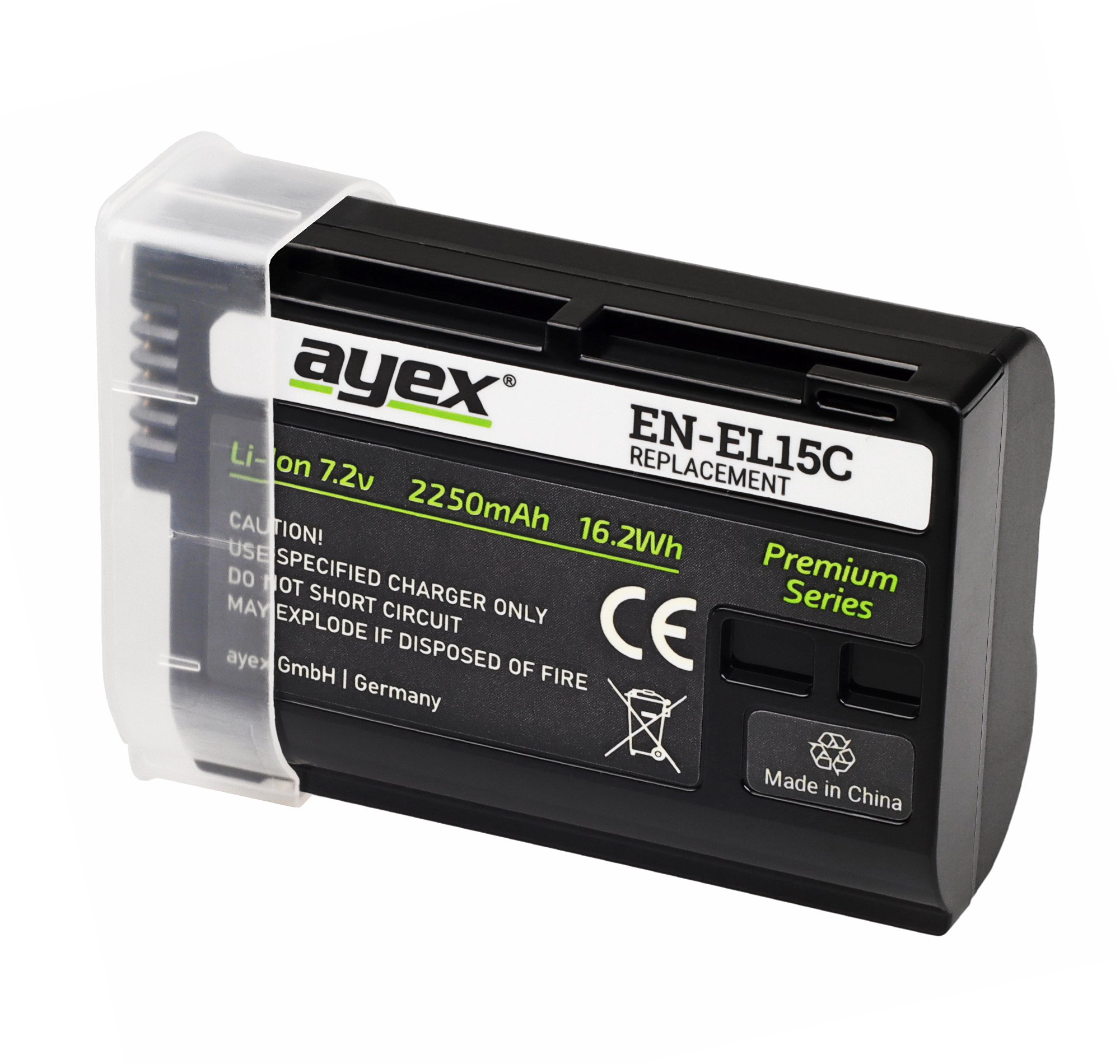 EN-EL15C Premium-Akku für zB Nikon Z7 II Z6 D7500 D7000 D850 D750 D610 D800E lange Laufzeit 2250mAh