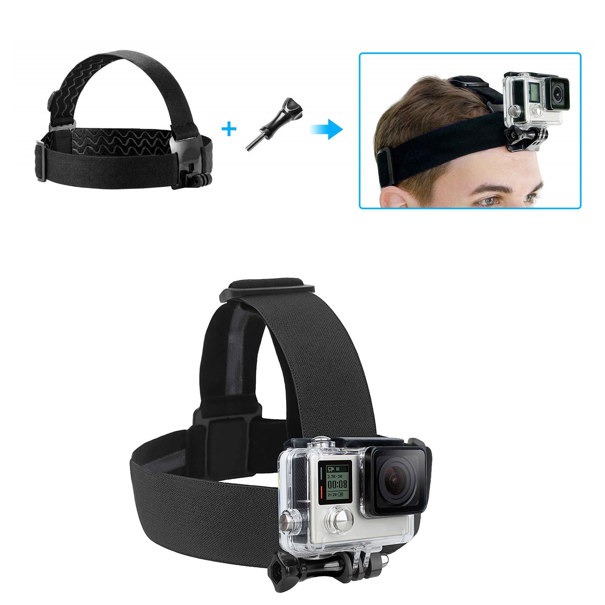 ayex Kopfband-Halterung Head Strap Mount für GoPro Kamera geeignet für Sportaufnahmen ayex Kopfband-Halterung Head Strap Mount für GoPro Kamera geeignet für Sportaufnahmen