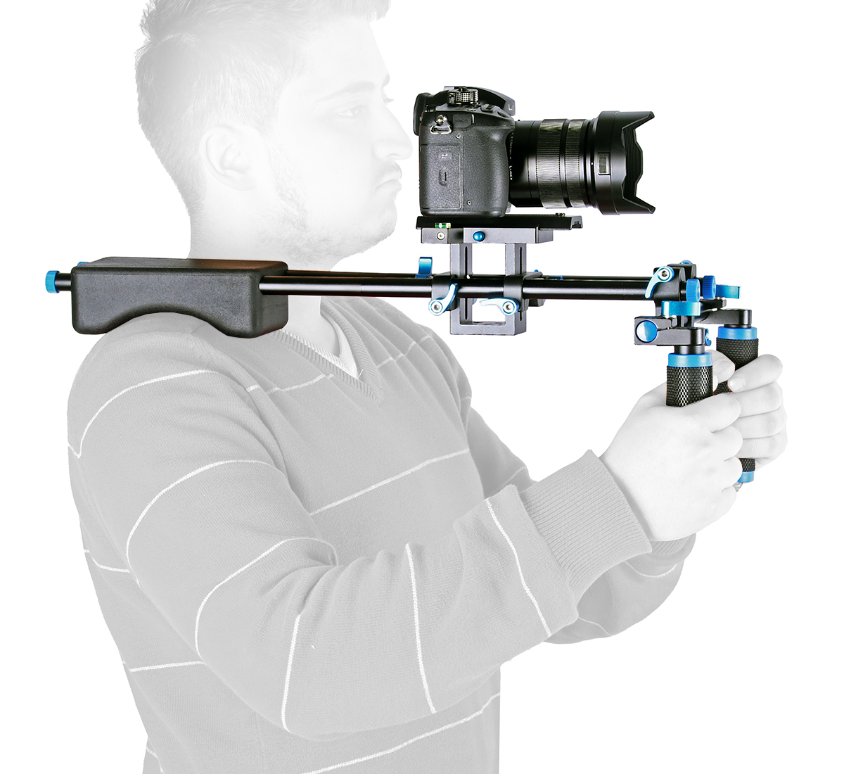 ayex D2-C Schulterstativ DSLR Rig mit verstellbarer großer Basisplatte ayex D2-C Schulterstativ DSLR Rig mit verstellbarer großer Basisplatte