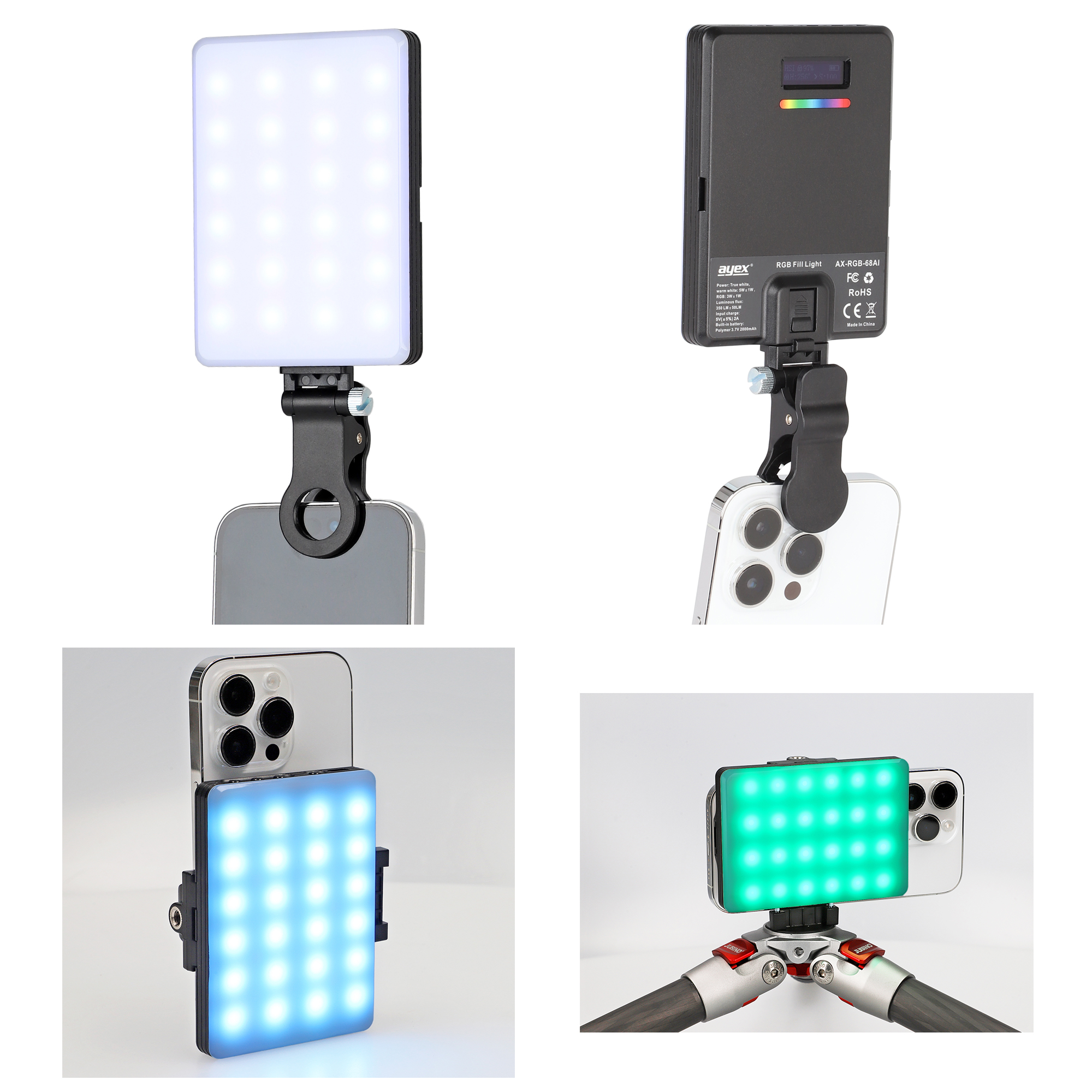 ayex LED Leuchte Perfekte Ambiente durch RGB Ausleuchtung von Fotos und Videos, Pocket size USB Type-C ladbar ayex LED Leuchte Perfekte Ambiente durch RGB Ausleuchtung von Fotos und Videos, Pocket size USB Type-C ladbar