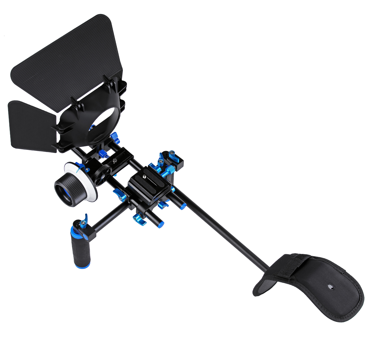 ayex DSLR Rig - Komplett Set - Schulterstativ - Follow Focus - Matte Box ayex DSLR Rig - Komplett Set - Schulterstativ - Follow Focus - Matte Box