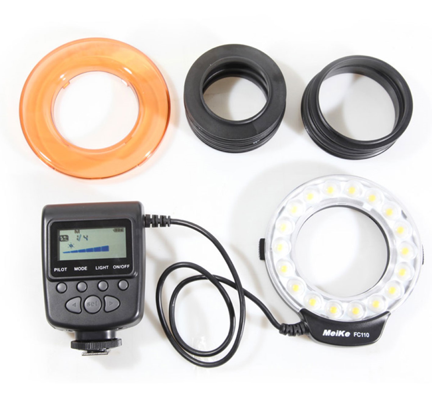 Makro Ringblitz Ringleuchte für Sony DSLR Kameras mit Sony/Minolta Blitzschuh, Meike FC-110 Blitz & Dauerlicht, auch für Videoaufnahmen Makro Ringblitz Ringleuchte für Sony DSLR Kameras mit Sony/Minolta Blitzschuh, Meike FC-110 Blitz & Dauerlicht, auch für Videoaufnahmen
