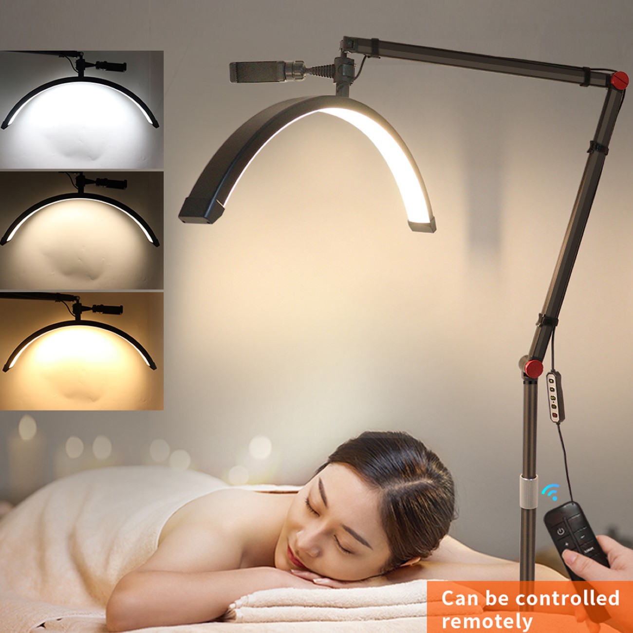 Professionelles LED-Bodenfülllicht mit Halbmonddesign für Vlogs Live-Streaming und Beauty-Projekte - 3 (Custom).jpg LED Beauty Light Kosmetiklampe Moonlight 360° Drehung dimmbar Fotografie Handyhalter Nageldesign
