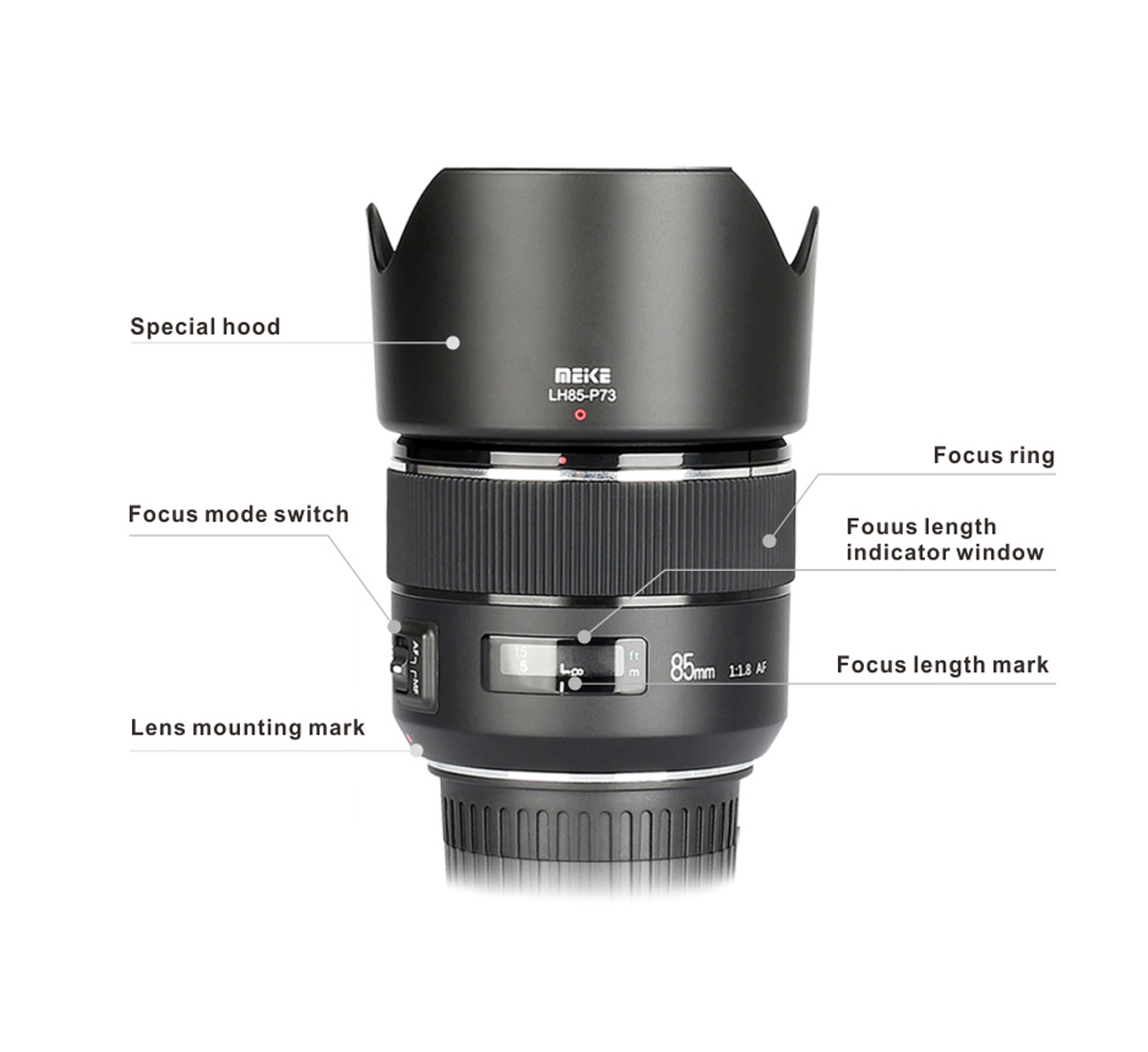 Meike Autofokus Objektiv 85mm, F/1.8 für Canon Vollformat-Kameras mit EF-Bajonett Meike Autofokus Objektiv 85mm, F/1.8 für Canon Vollformat-Kameras mit EF-Bajonett