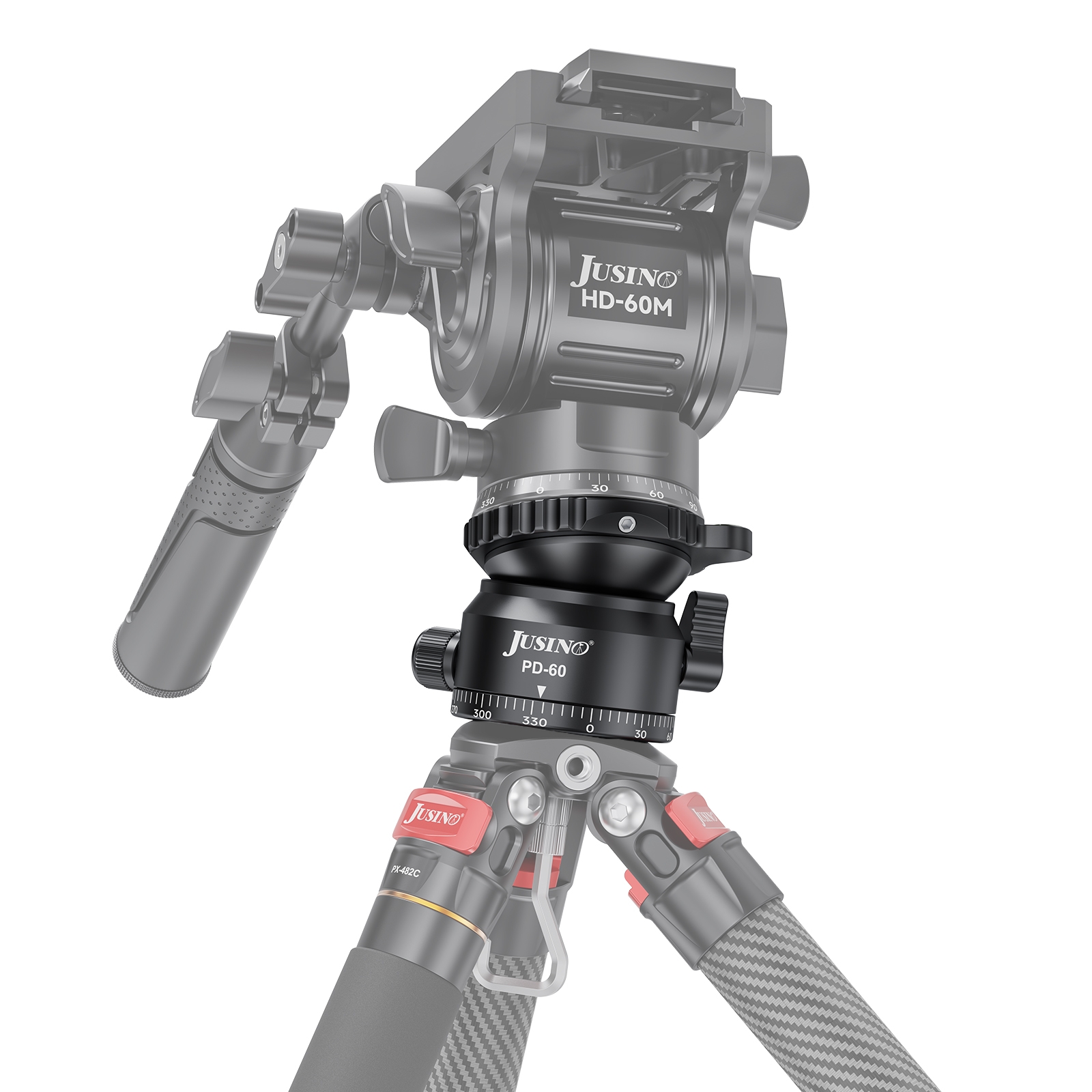 JUSINO Stativ-Nivellierbasis Neigekopf mit 360° Panorama-Funktion und ±15° Neigung PD-60 JUSINO Stativ-Nivellierbasis Neigekopf mit 360° Panorama-Funktion und ±15° Neigung PD-60