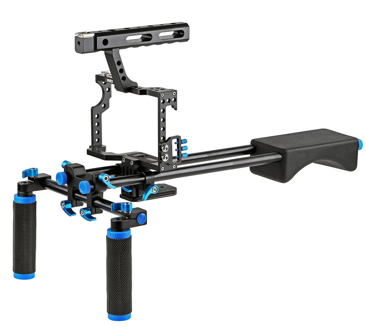 ayex Schulterstativ Kamera Cage Rig Set für Sony A7, A7II, A7R, A7RII, A7S, A7SII und Panasonic Lumix DMC-GH4 - Cage C5 Set ayex Schulterstativ Kamera Cage Rig Set für Sony A7, A7II, A7R, A7RII, A7S, A7SII und Panasonic Lumix DMC-GH4 - Cage C5 Set