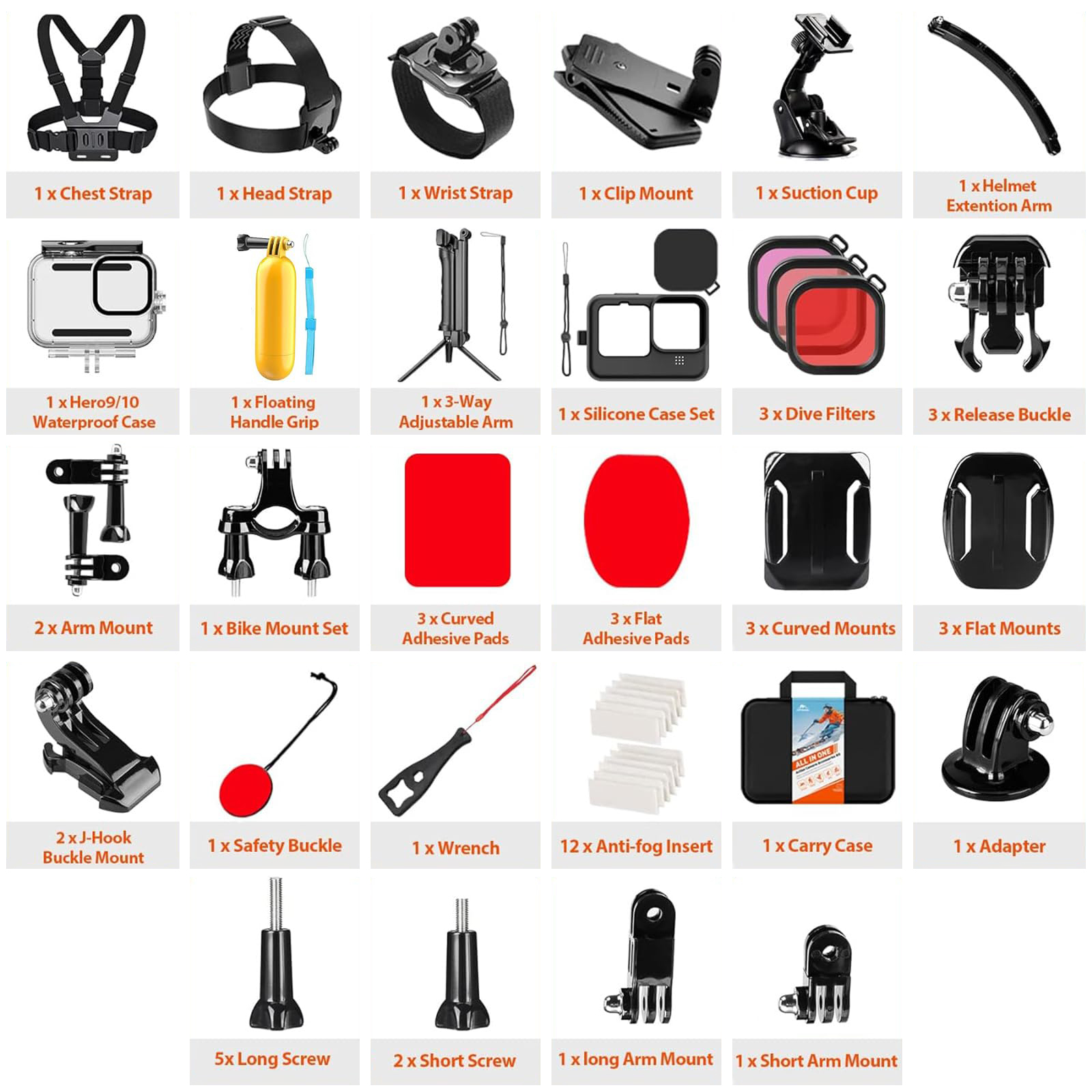 ayex GoPro Accessory Kit All-in-One Lösung für Ihre Abenteuer (Hero 11 10 & 9) ayex GoPro Accessory Kit All-in-One Lösung für Ihre Abenteuer (Hero 11 10 & 9)