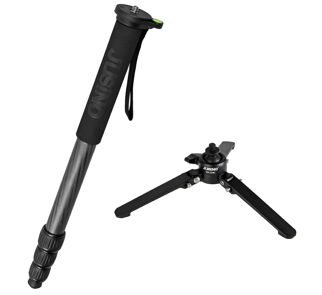 JUSINO Karbon Monopod mit abnehmbarem Fuß Tischstativ Schnelldrehverschlüsse bis 170cm 12kg VM-324C JUSINO Karbon Monopod mit abnehmbarem Fuß Tischstativ Schnelldrehverschlüsse bis 170cm 12kg VM-324C