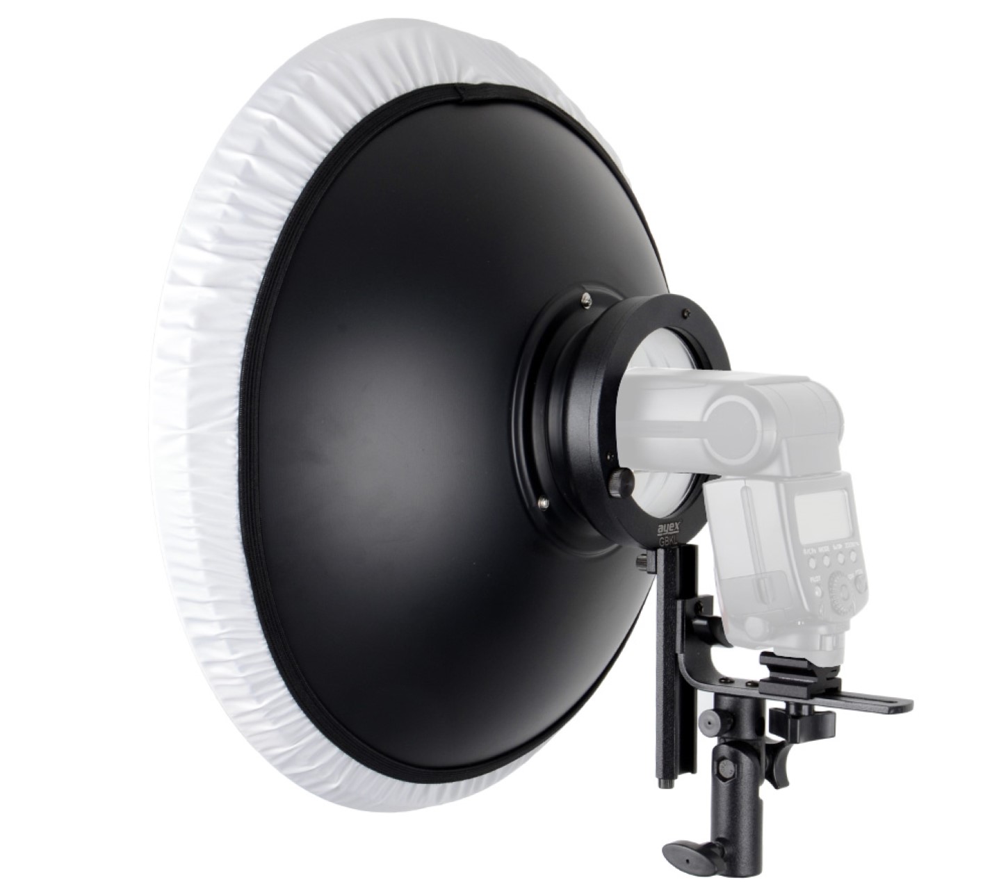 ayex Beauty Dish Lichtformer 42cm mit Systemblitz-Halter, inkl. Wabenvorsatz und Diffusor