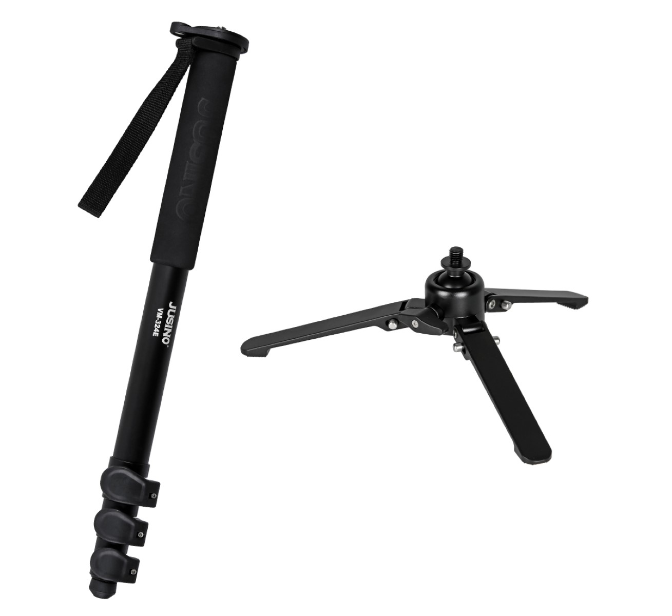 JUSINO Monopod mit abnehmbarem Fuß Tischstativ Schnellspann-Clips bis 170cm 12kg VM-324E
