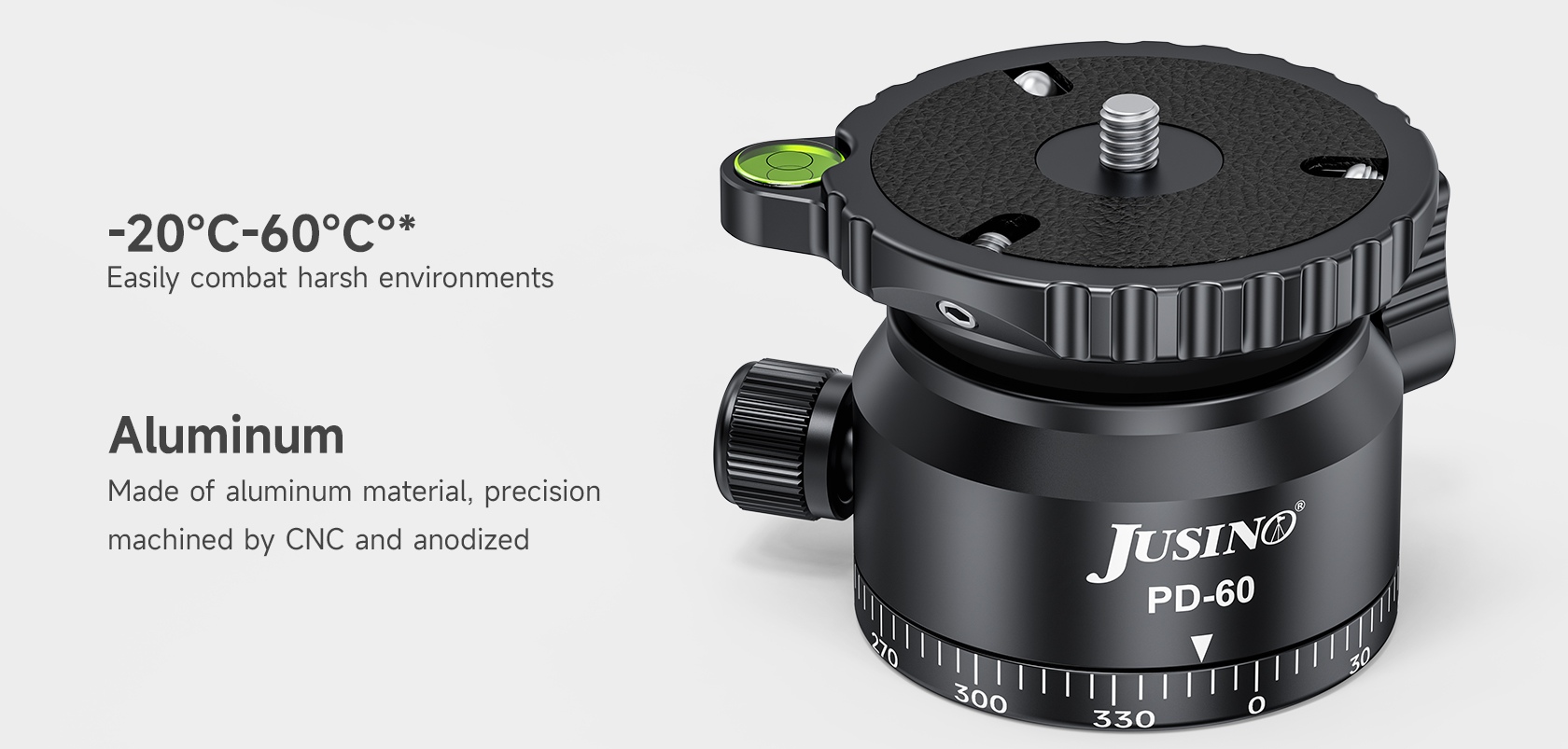 JUSINO Stativ-Nivellierbasis Neigekopf mit 360° Panorama-Funktion und ±15° Neigung PD-60 JUSINO Stativ-Nivellierbasis Neigekopf mit 360° Panorama-Funktion und ±15° Neigung PD-60