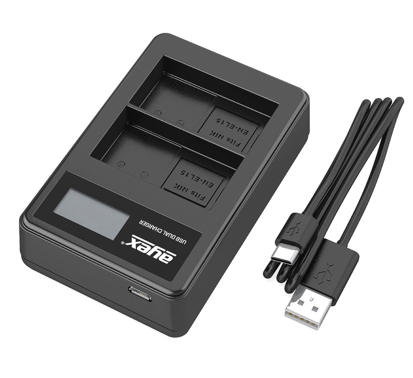 USB Dual Ladegerät für Nikon EN-EL15 beleuchtetes Display Ladestandanzeige USB Dual Ladegerät für Nikon EN-EL15 beleuchtetes Display Ladestandanzeige