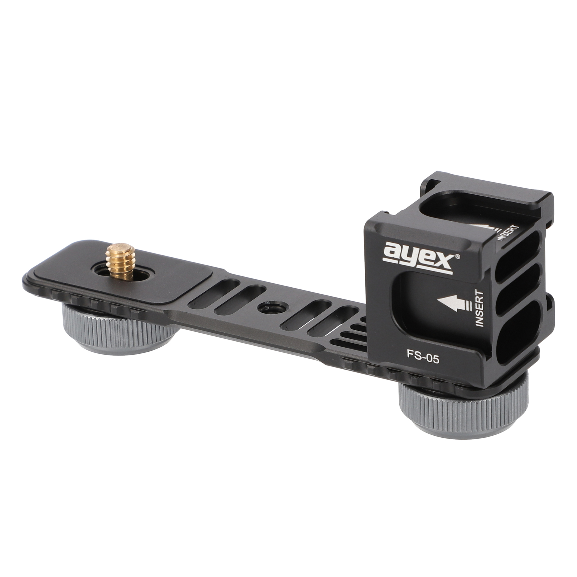 ayex Blitzschiene mit rotierbaren Vierkopf-Multifunktions Cold-Shoe-Adapter eingebaute Rücklaufsperre ayex Blitzschiene mit rotierbaren Vierkopf-Multifunktions Cold-Shoe-Adapter eingebaute Rücklaufsperre