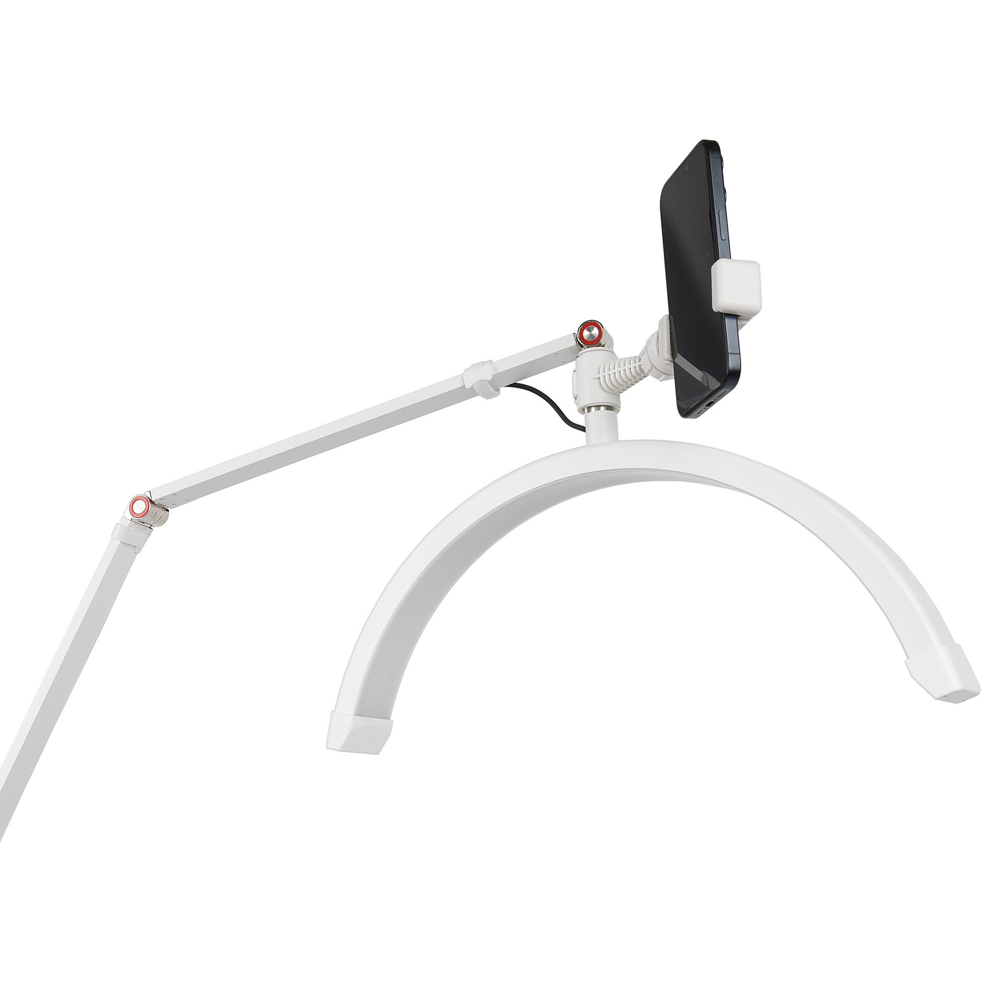 HD-M2X-white_07.jpg Halbmond Beauty Light 20W LED Kosmetiklicht dimmbar 360° drehbar Telefonhalter Stativ