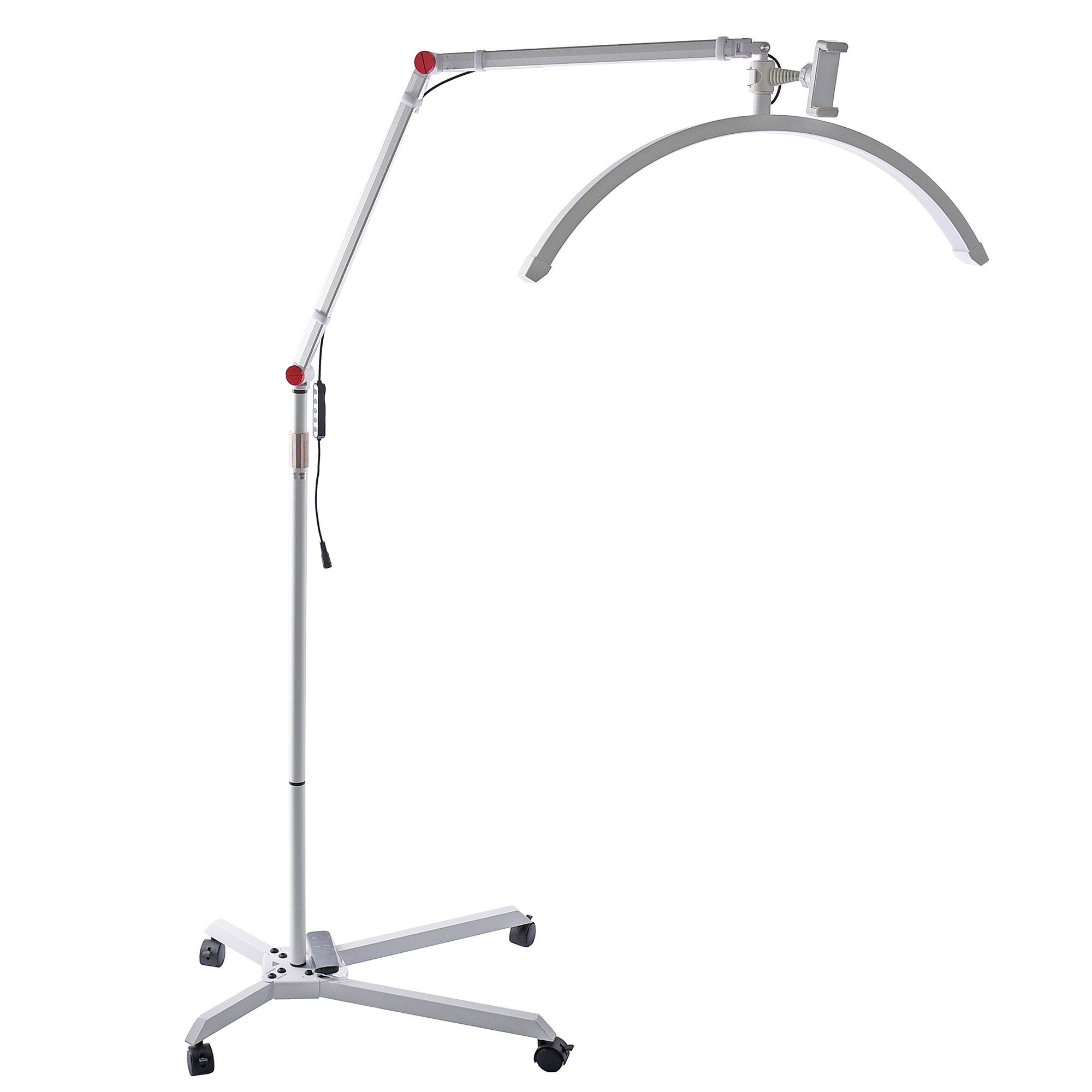 HD-M600X_04.jpg LED Halbmondlampe Beauty Light Duale Farbtemperatur 4 Räder Arm Aluminium