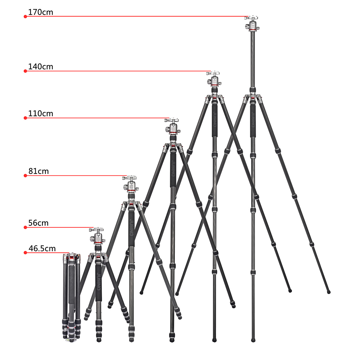 JUSINO Leichtes Karbon Tripod Monopod mit Kugelkopf bis 160cm 12kg FGS-30 TK-254C JUSINO Leichtes Karbon Tripod Monopod mit Kugelkopf bis 160cm 12kg FGS-30 TK-254C