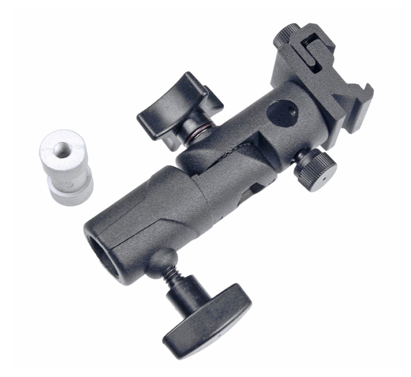 Blitz- und Schirmhalterung Schirmneiger mit Spigot- und Gewindeanschluss E Blitz- und Schirmhalterung Schirmneiger mit Spigot- und Gewindeanschluss E