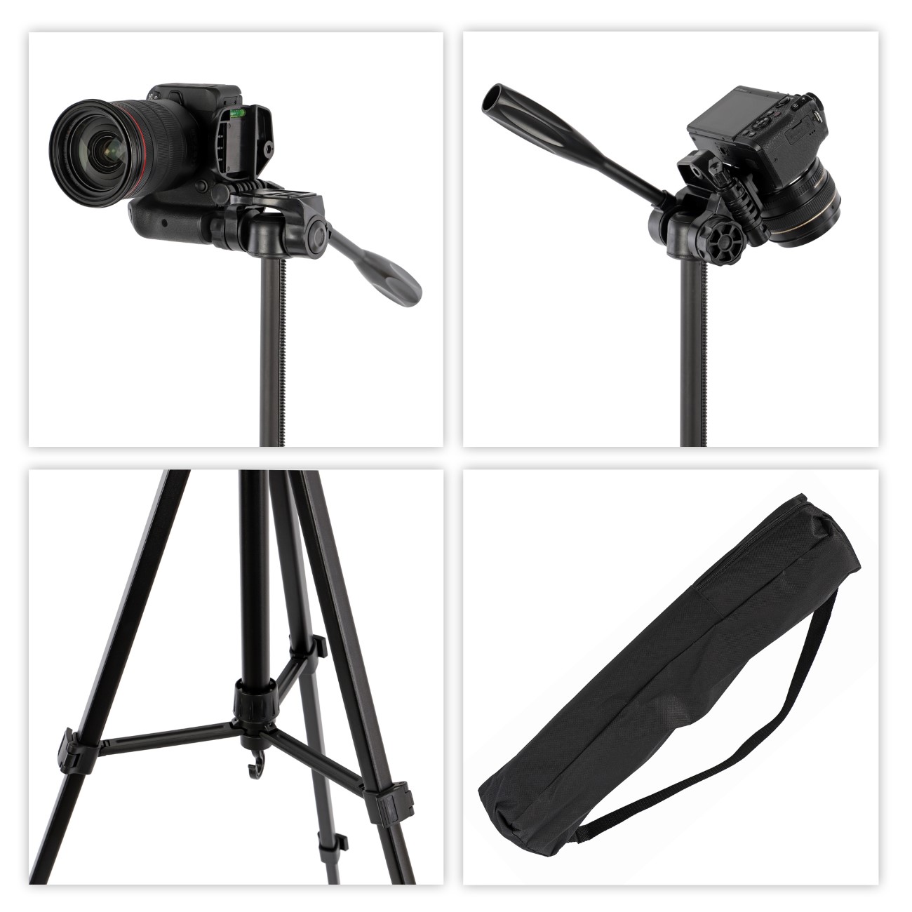 ayex Reisestativ Aluminium leicht & kompakt 135cm Höhe Kugelkopf DSLR Kamera bis 3 kg ayex Kamerastativ mit 3-Wege-Kopf höhenverstellbar bis 163 cm leicht & stabil bis 5 kg