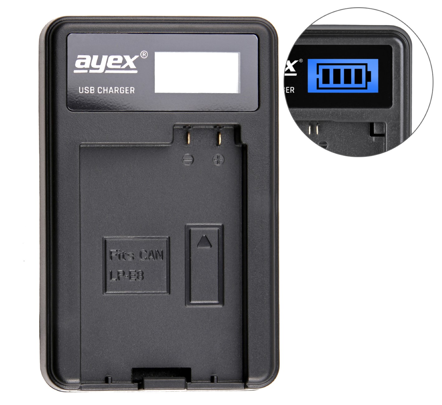 USB Ladegerät für Canon LP-E8 Akkus beleuchtetes Display Ladestandanzeige USB Ladegerät für Canon LP-E8 Akkus beleuchtetes Display Ladestandanzeige