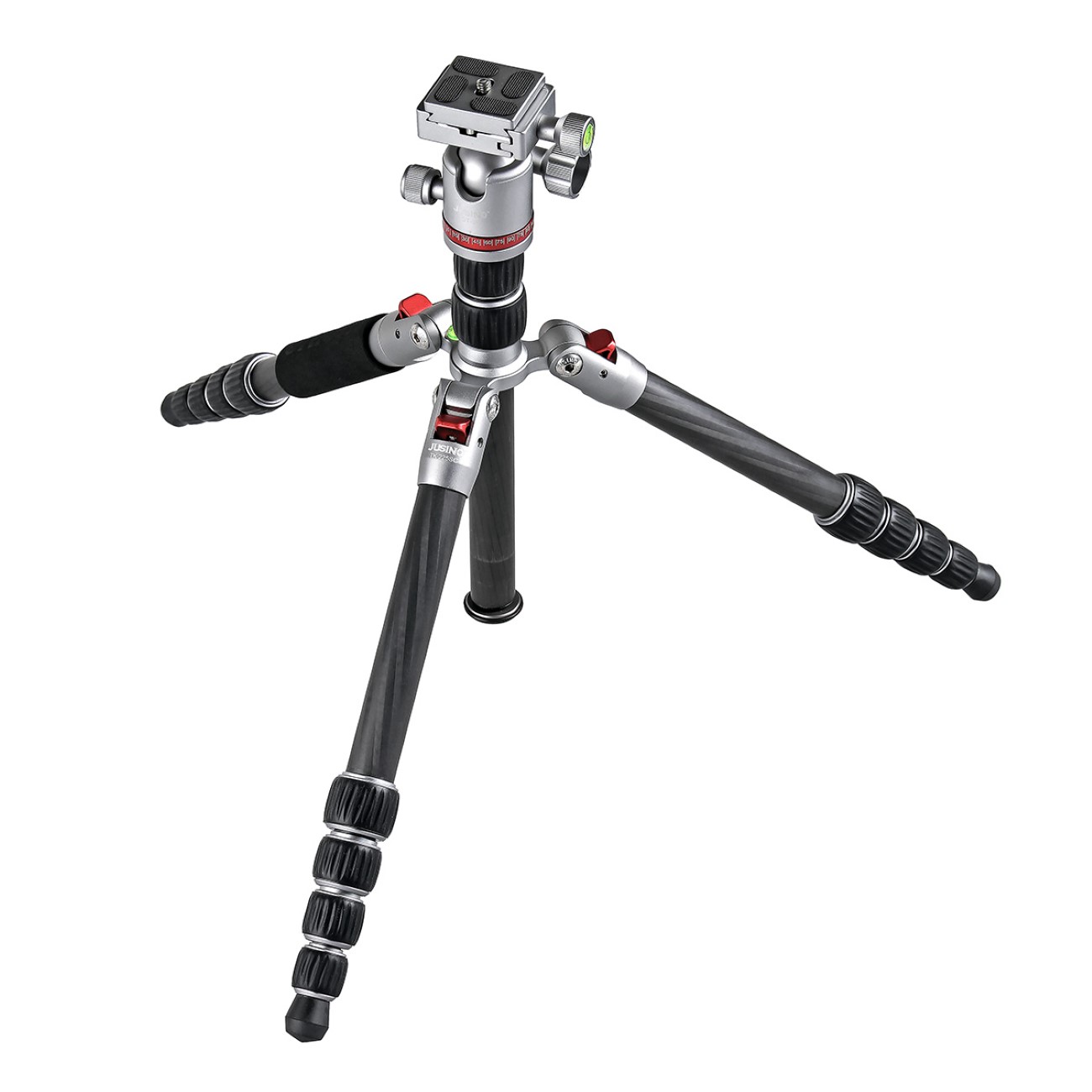 JUSINO Karbon Stativ leicht kompakt Monopod-Funktion bis 130,5cm 5kg + Kugelkopf TK-225 SC GT-30