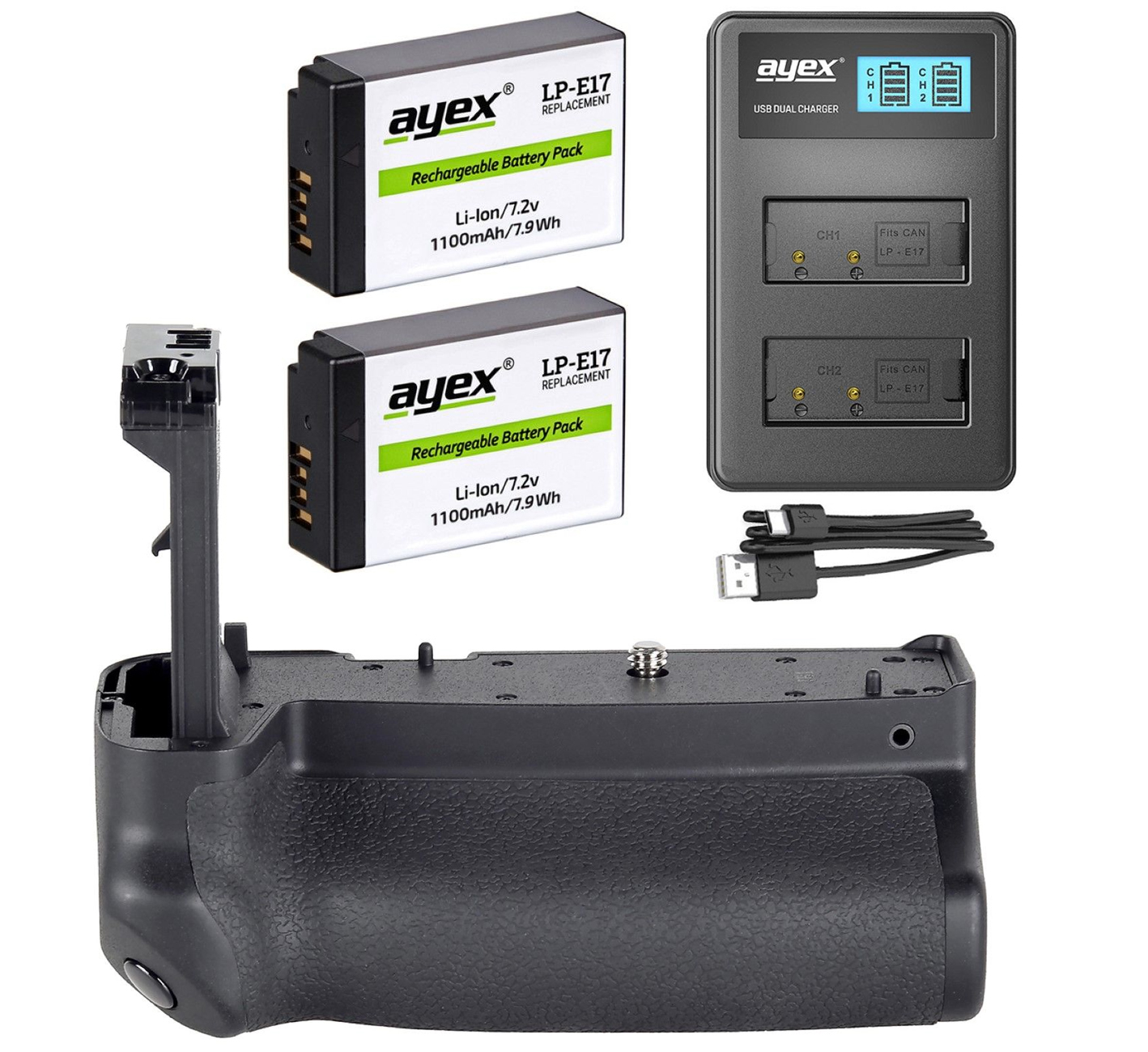 Batteriegriff Set für Canon EOS RP R8 + 2x LP-E17 Akku + 1x USB Dual Ladegerät Batteriegriff Set für Canon EOS RP R8 + 2x LP-E17 Akku + 1x USB Dual Ladegerät