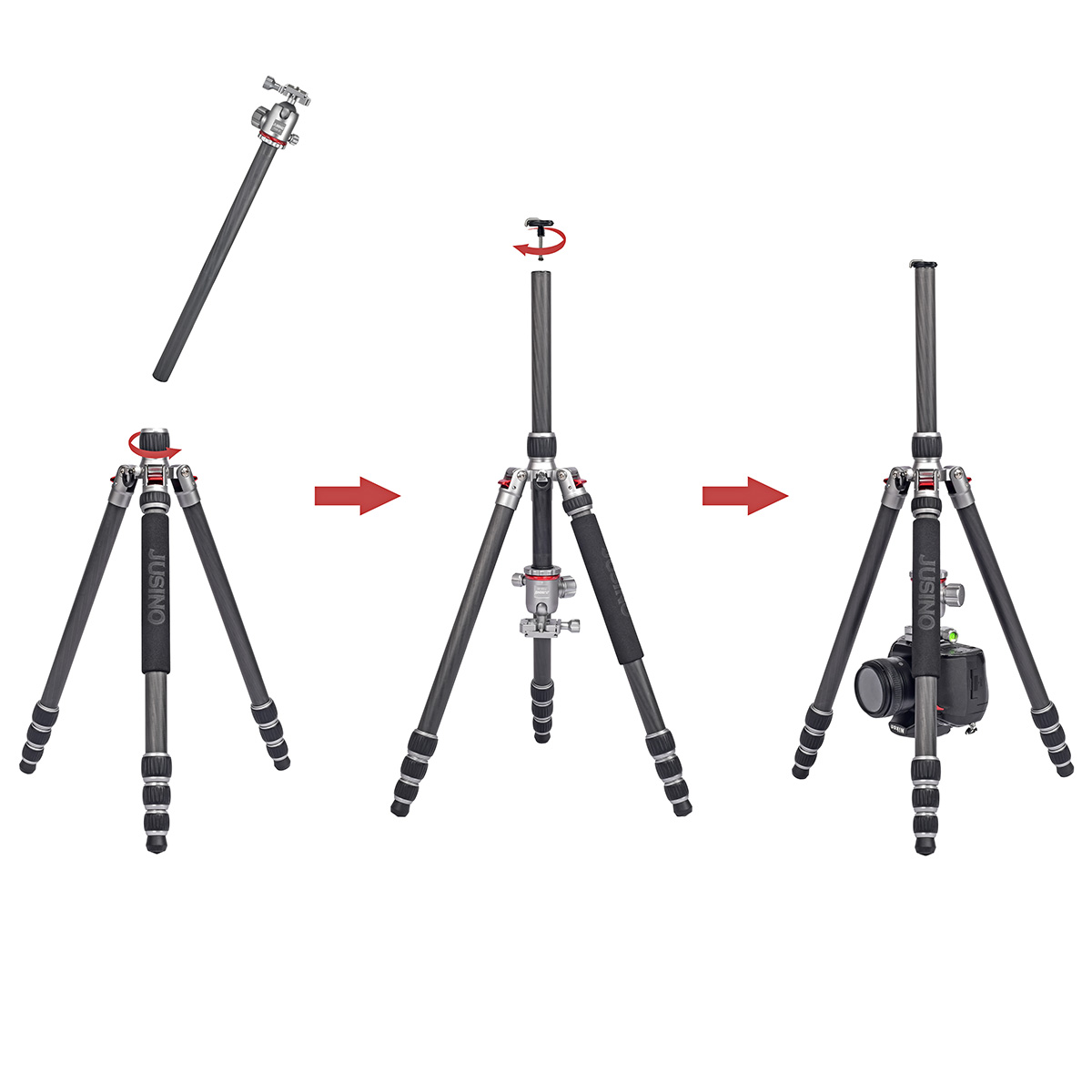 JUSINO Leichtes Karbon Tripod Monopod mit Kugelkopf bis 160cm 12kg FGS-30 TK-254C JUSINO Leichtes Karbon Tripod Monopod mit Kugelkopf bis 160cm 12kg FGS-30 TK-254C