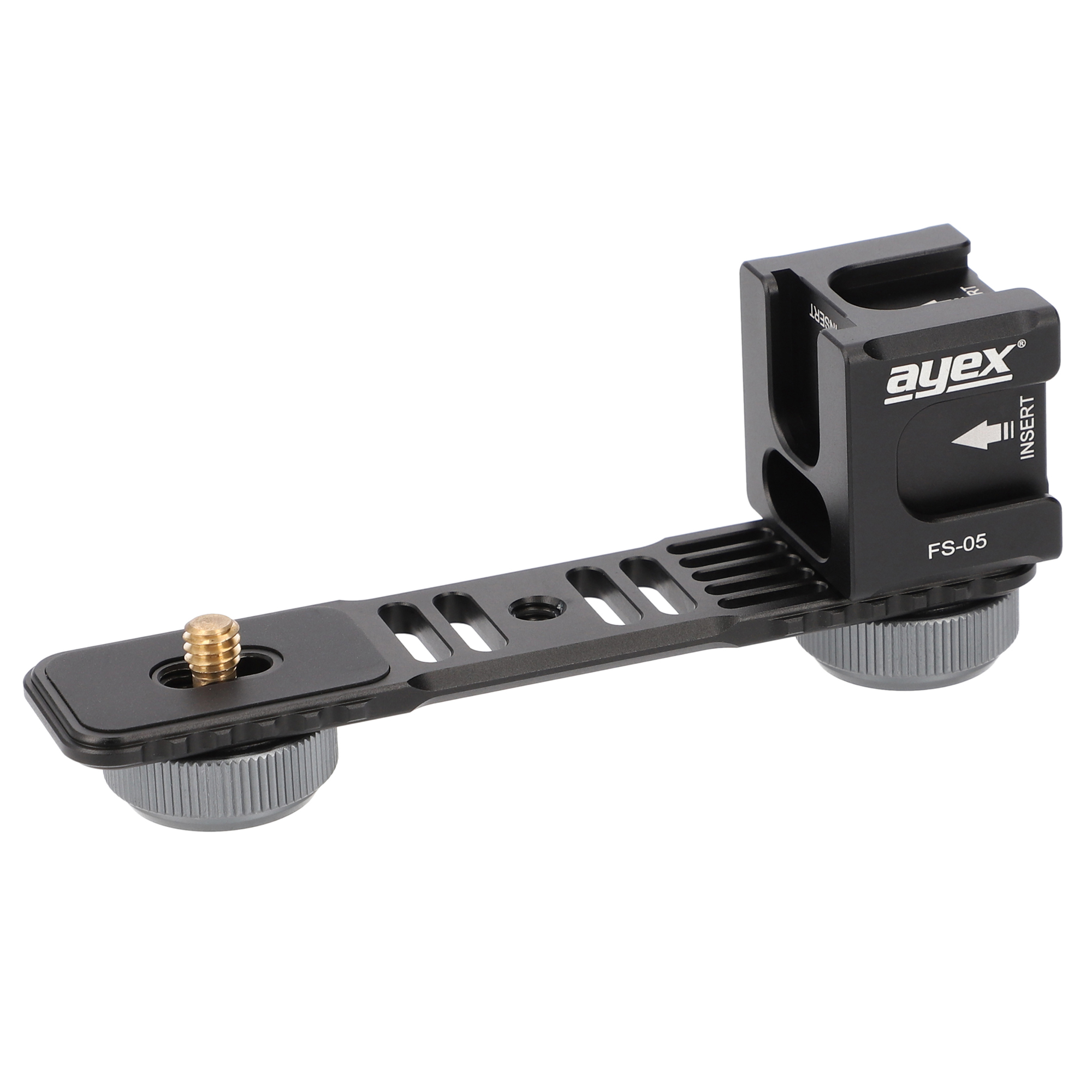 ayex Blitzschiene mit rotierbaren Vierkopf-Multifunktions Cold-Shoe-Adapter eingebaute Rücklaufsperre ayex Blitzschiene mit rotierbaren Vierkopf-Multifunktions Cold-Shoe-Adapter eingebaute Rücklaufsperre